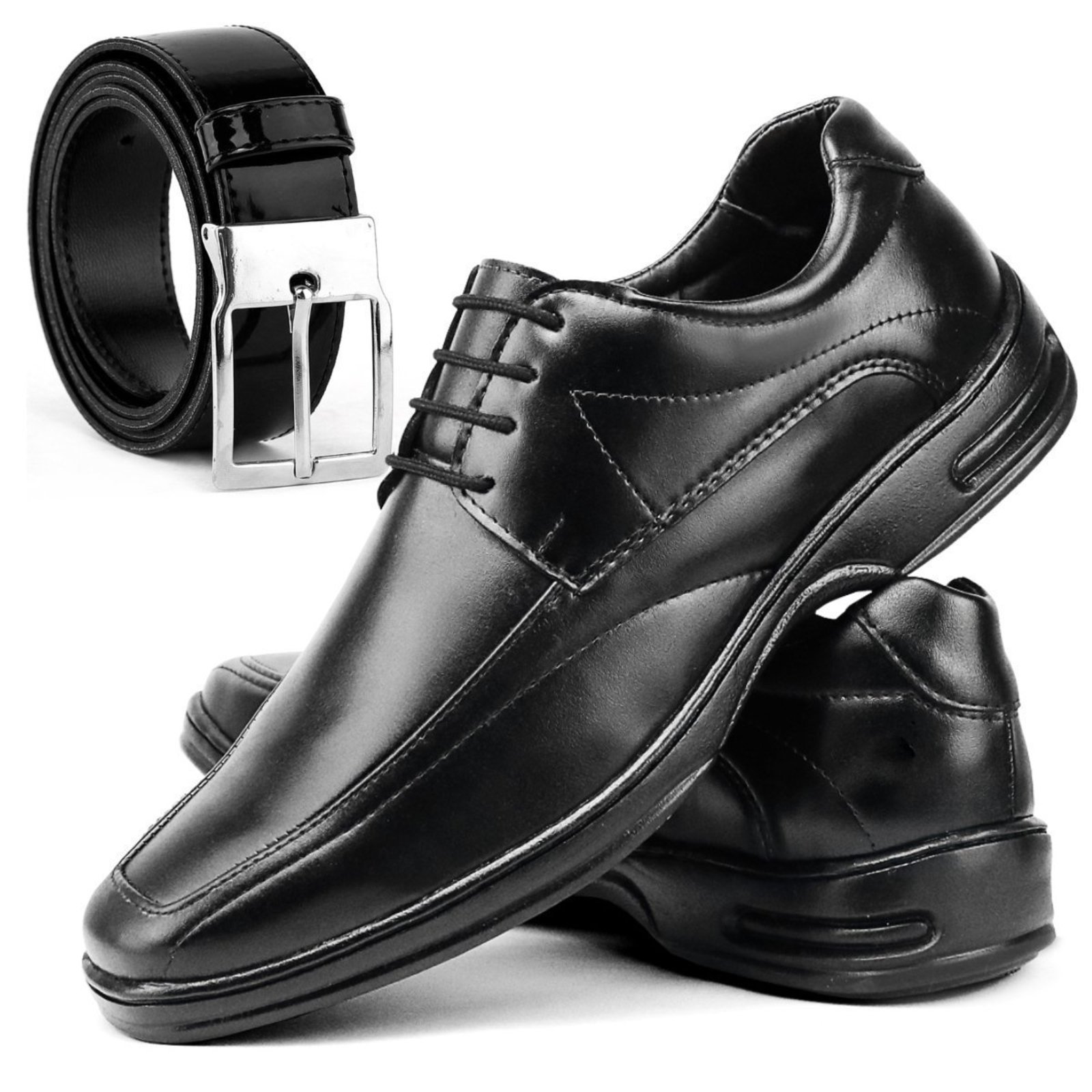 Kit Sapato Social Masculino Oxford Ortopédico Anatômico Com Cinto Fivela Metálica Elegante
