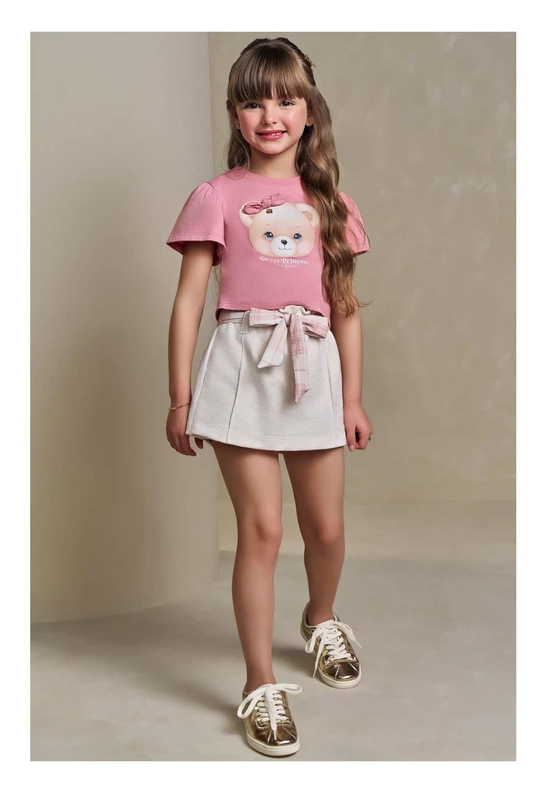 Infantil - Conjunto Shorts Saia com Laço Infanti 2 Unico