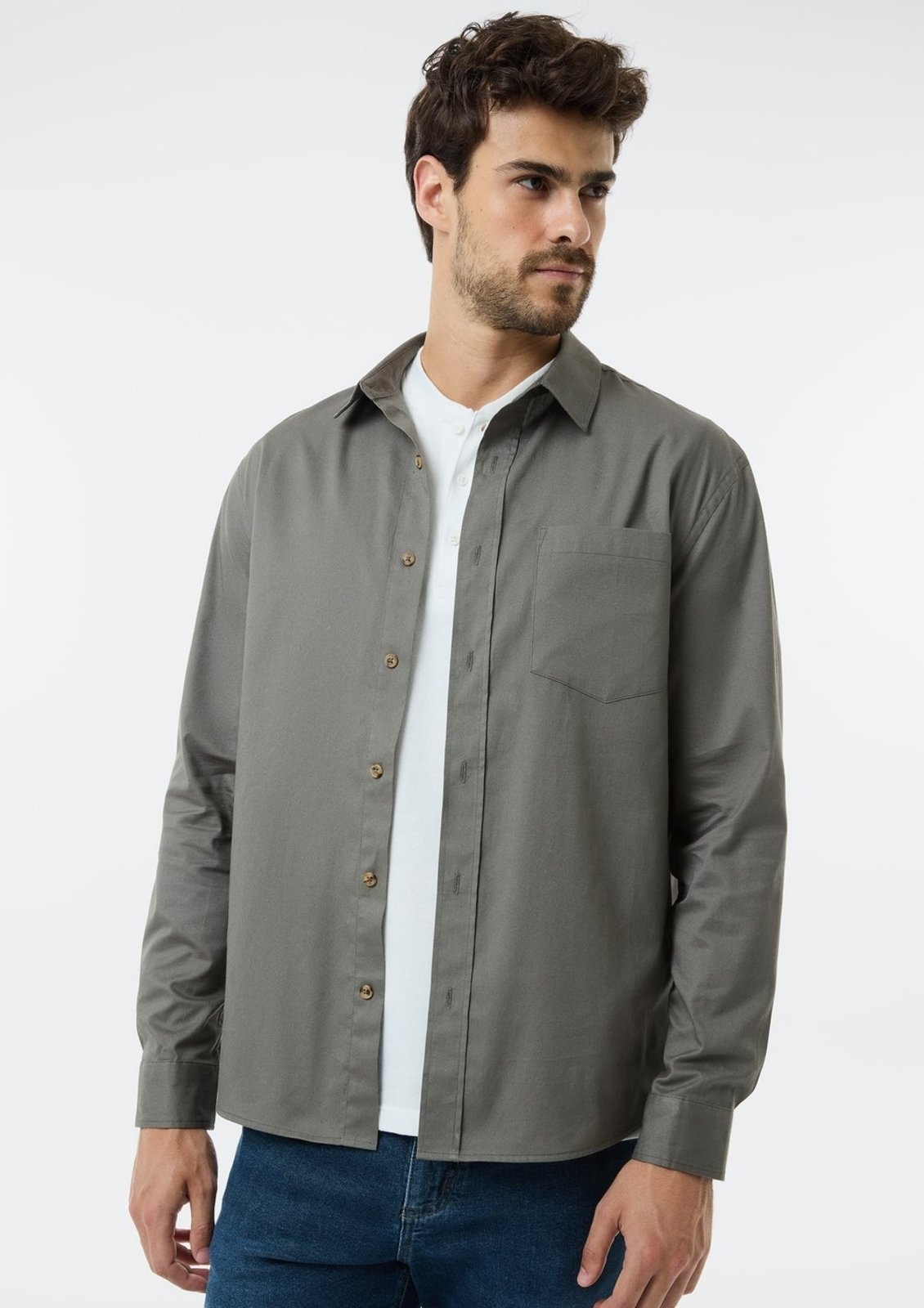Camisa Masculina Comfort Em Sarja Hering