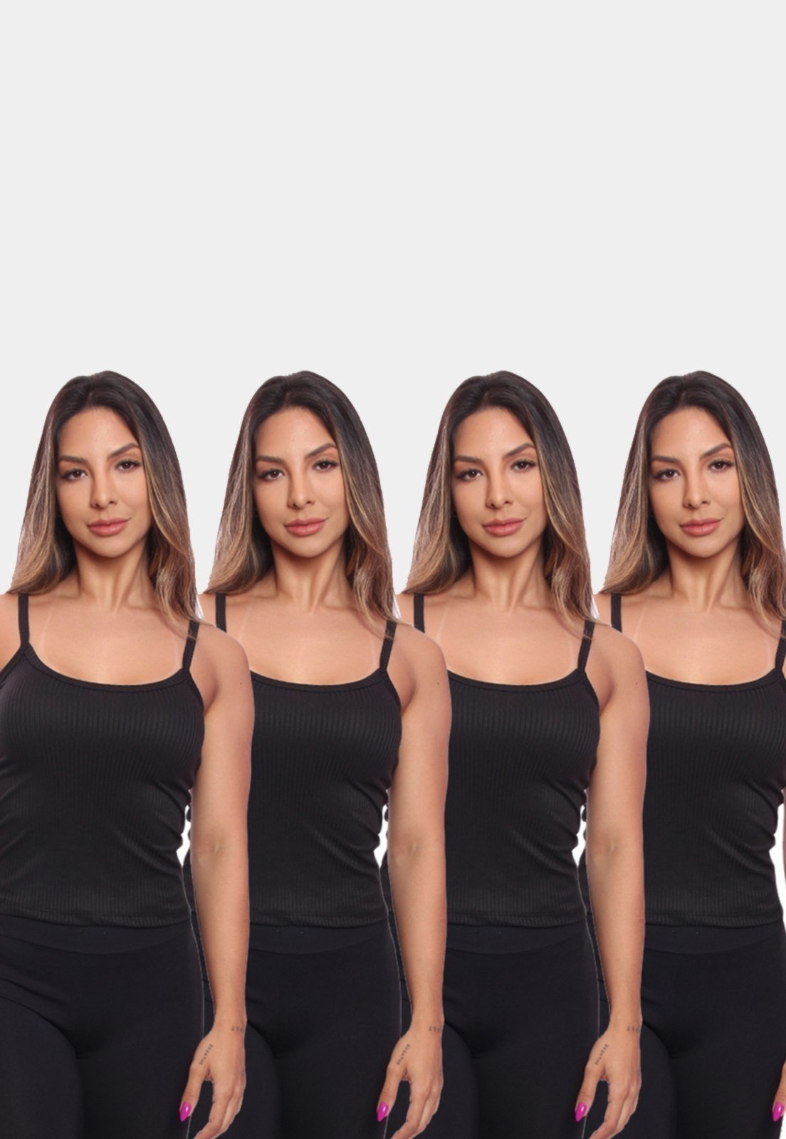 Kit 4 Regatas de Alcinha Canelada Feminina Lisa Blusa Blusinha Básica Treino Academia