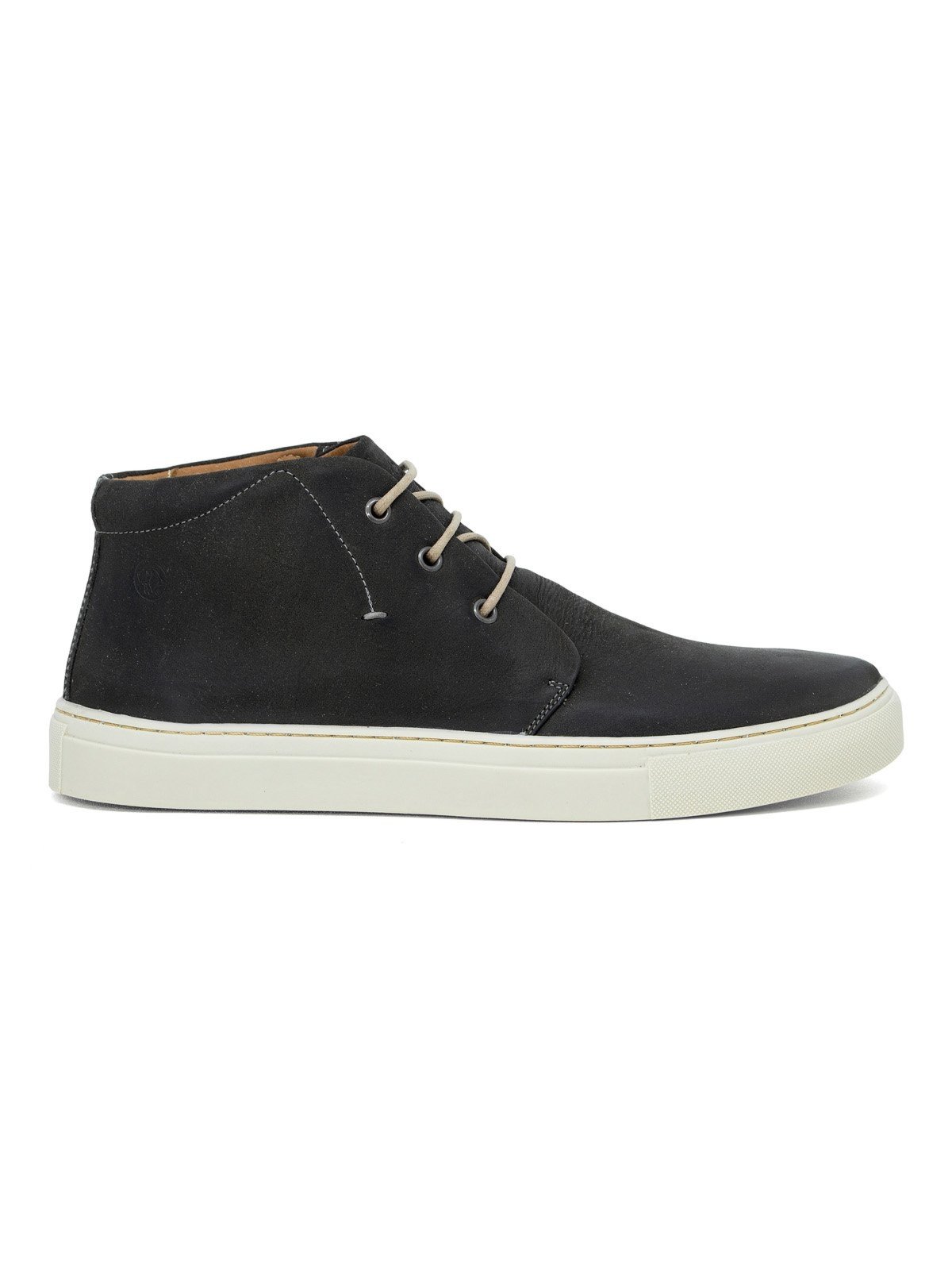Bota Casual Masculina Anatomic Gel Nobuck Conforto Cadarço Cano Curto Cinza Carbono