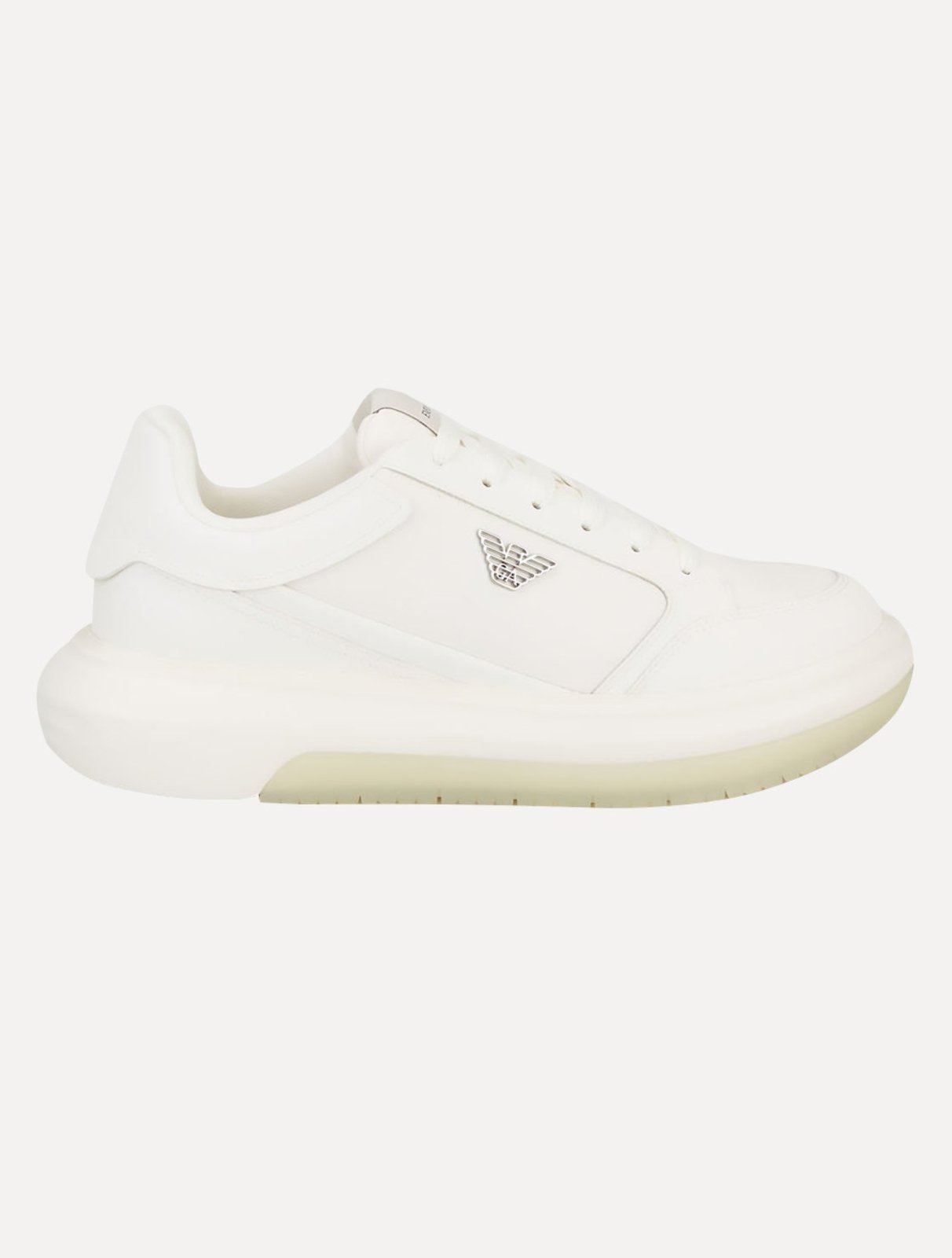 Vista 2 Tênis Empório Armani Masculino Logo Águia Metálico branco Emporio Armani branco