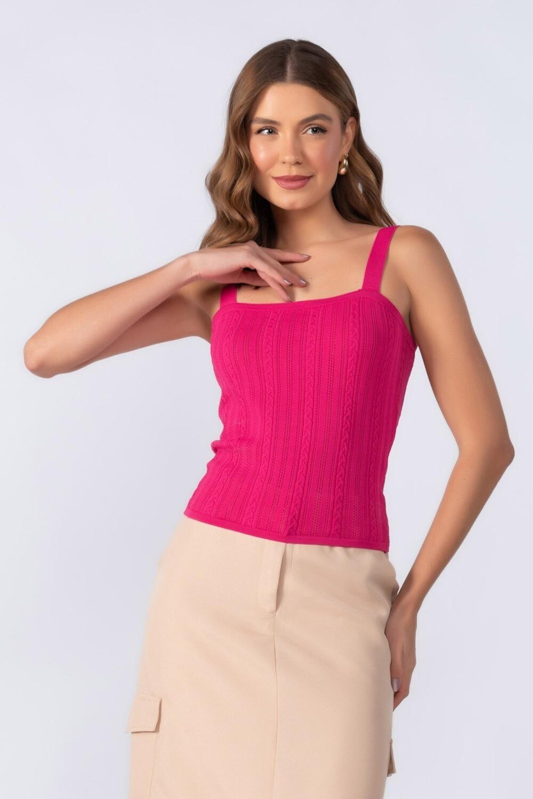 Blusa em viscose texturizado Rosa