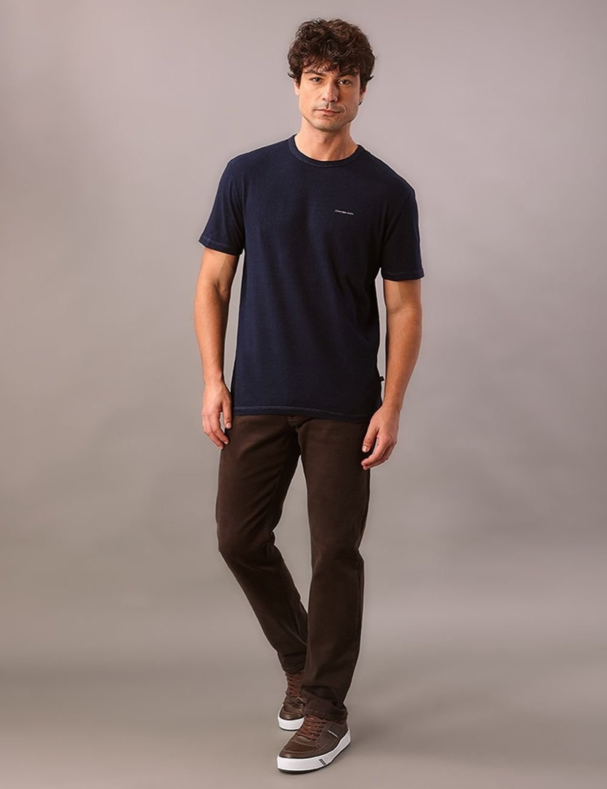 Camiseta Manga Curta Calvin Klein Jeans Masculino Indigo - Marinho Calvin Klein Jeans