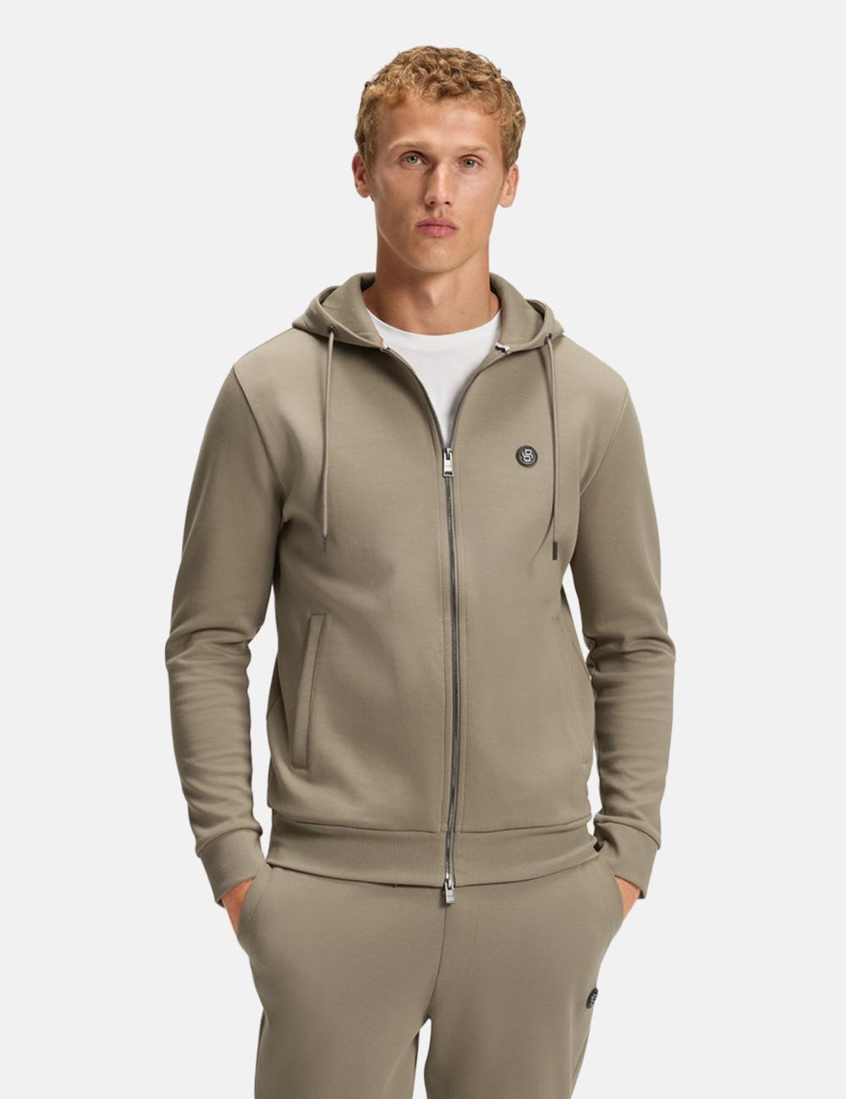 Jaqueta Hugo Boss Masculina Moletom Regular C-Spence 01 Verde Oliva Claro