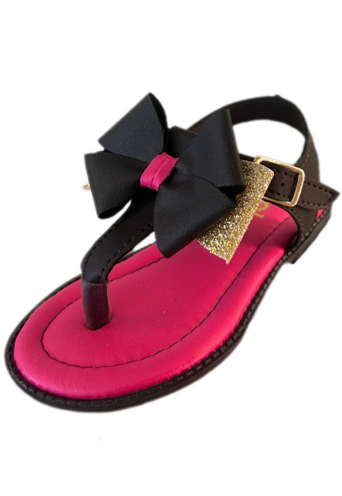 Infantil – Sandália menina infanil Solzim de dedinho laço pink/preto