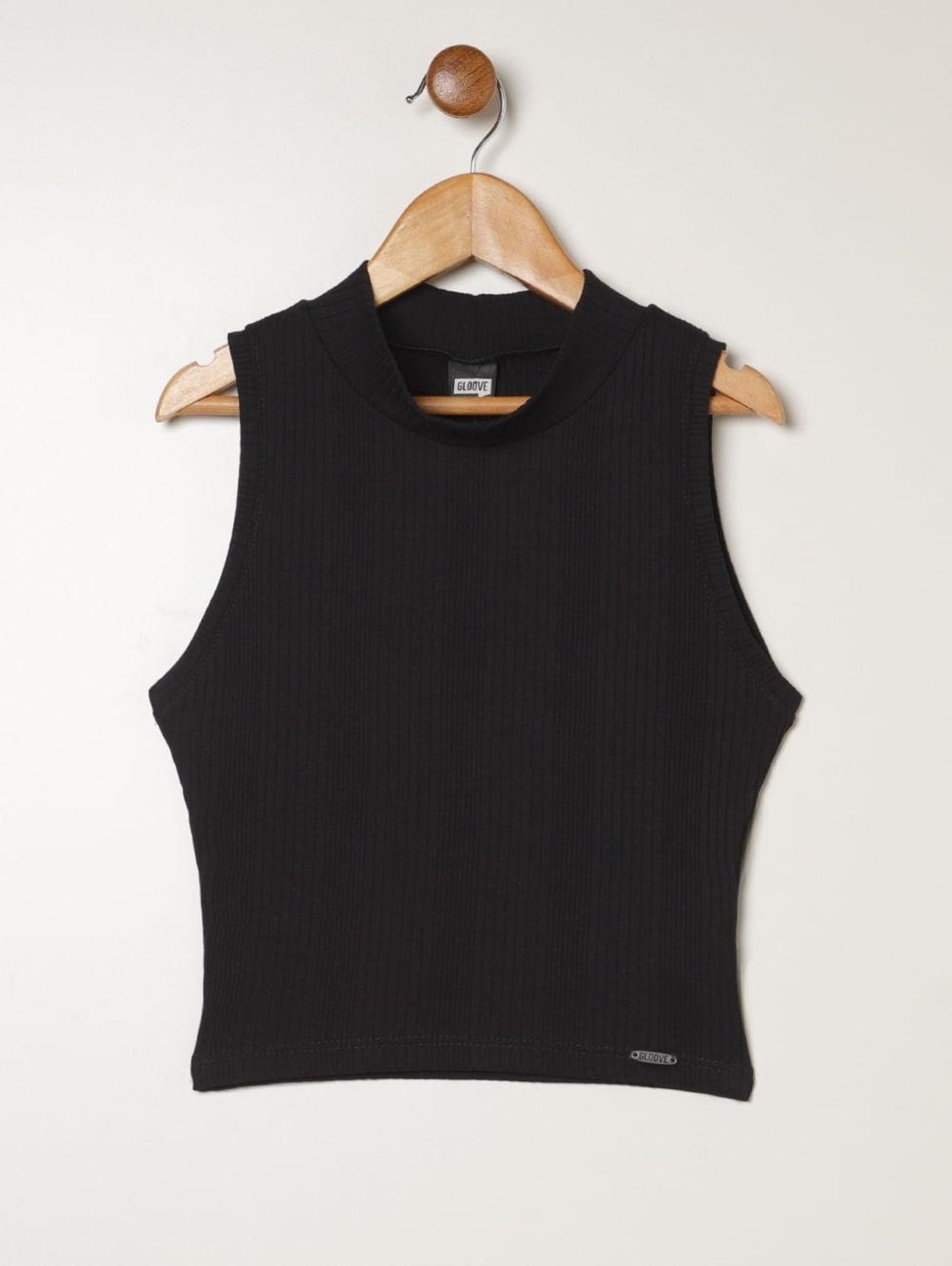 Infantil - Blusa Canelada Regata Juvenil Para Menina - PRETO