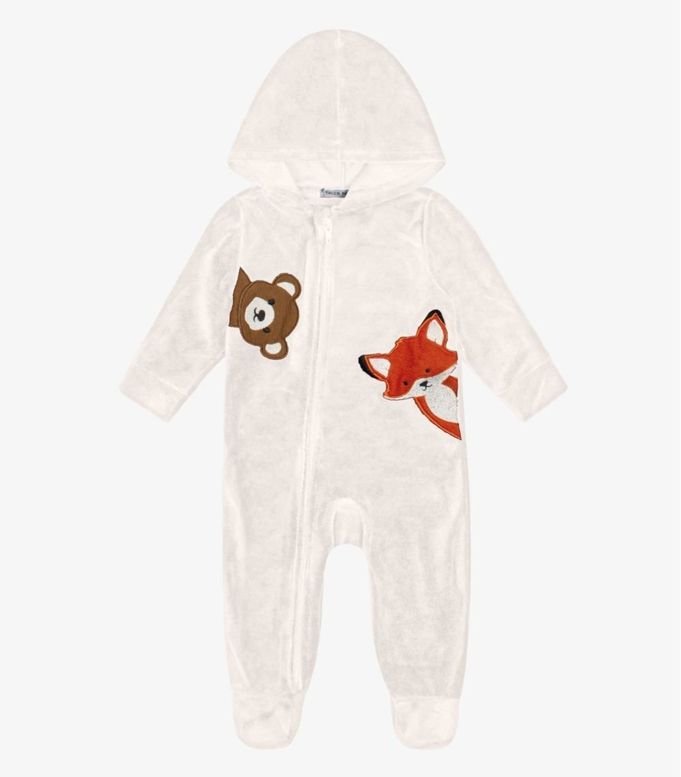 Infantil - Macacão Com Capuz em Plush Trick Nick Bege