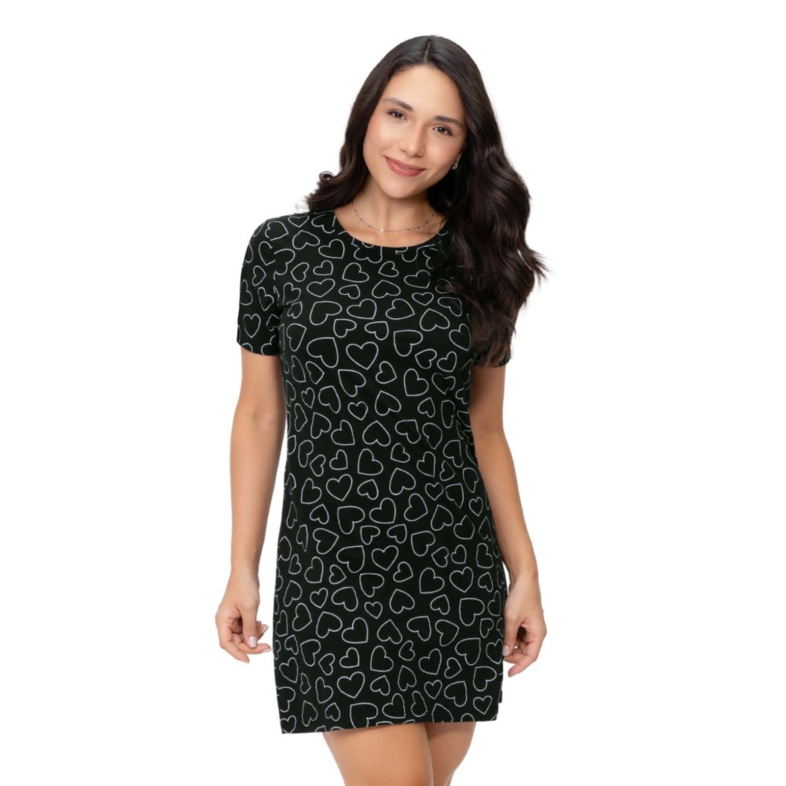 Camisola Feminina Manga Curta Preto em Algodão