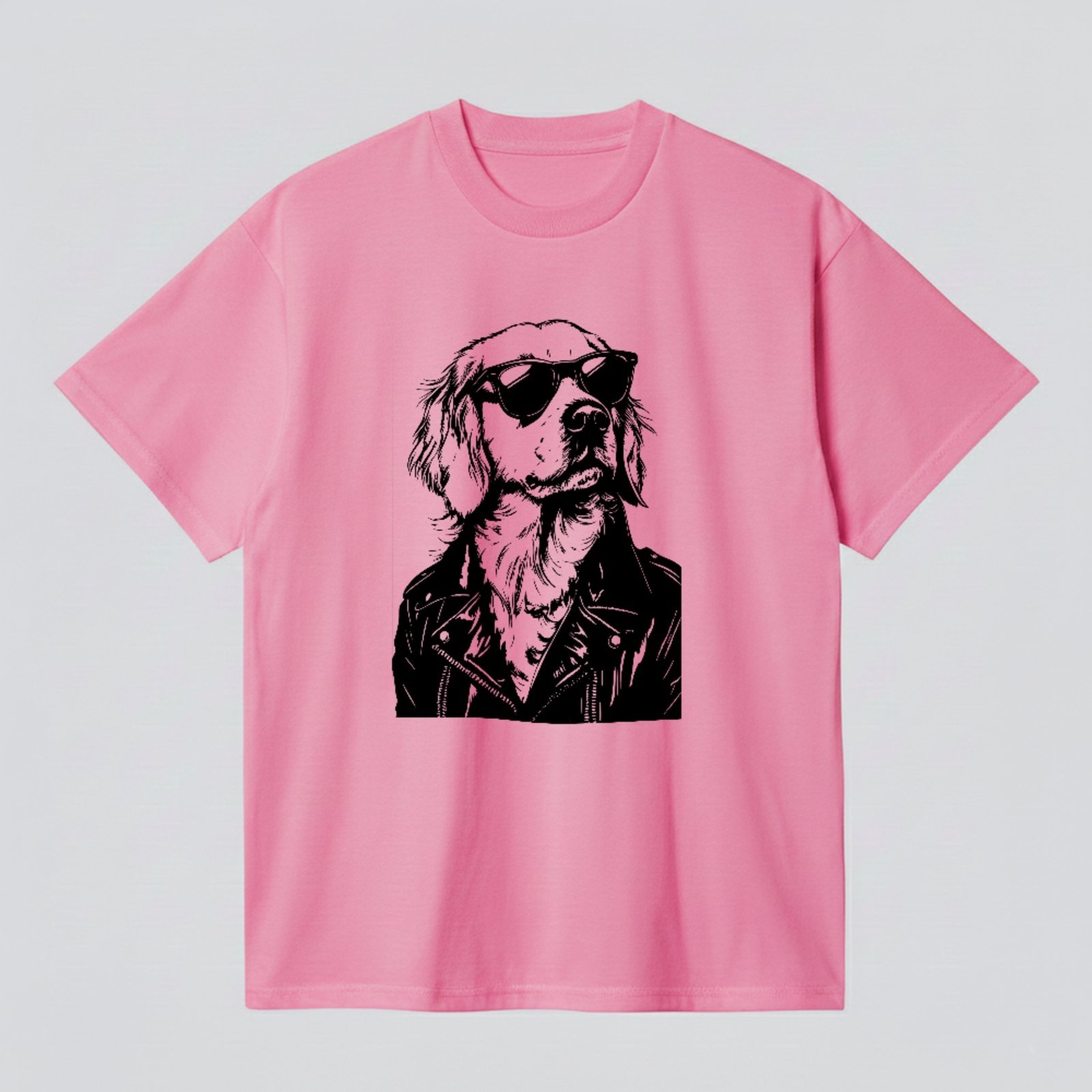 Camiseta Básica Cachorro Rock Óculos Estilo Streetwear Pet Rosa