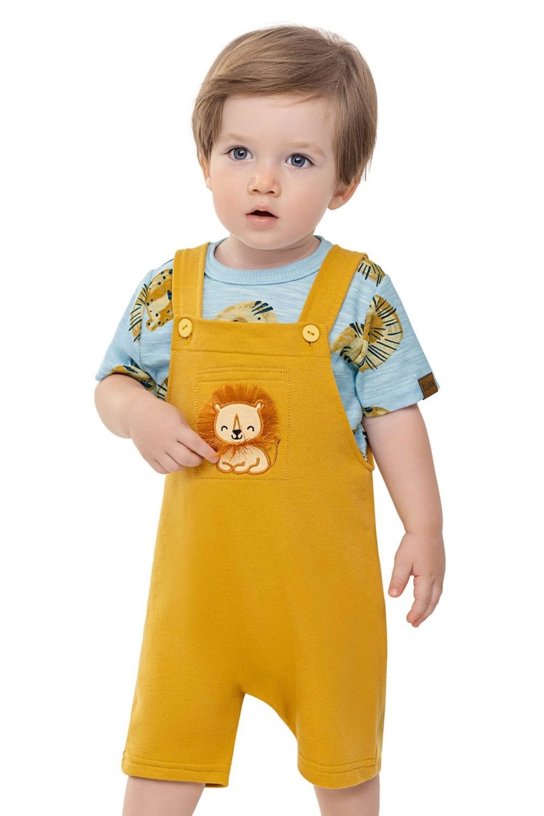 Vista 2 Infantil - Conjunto Menino Leão Com Bordado Elian marrom Elian marrom