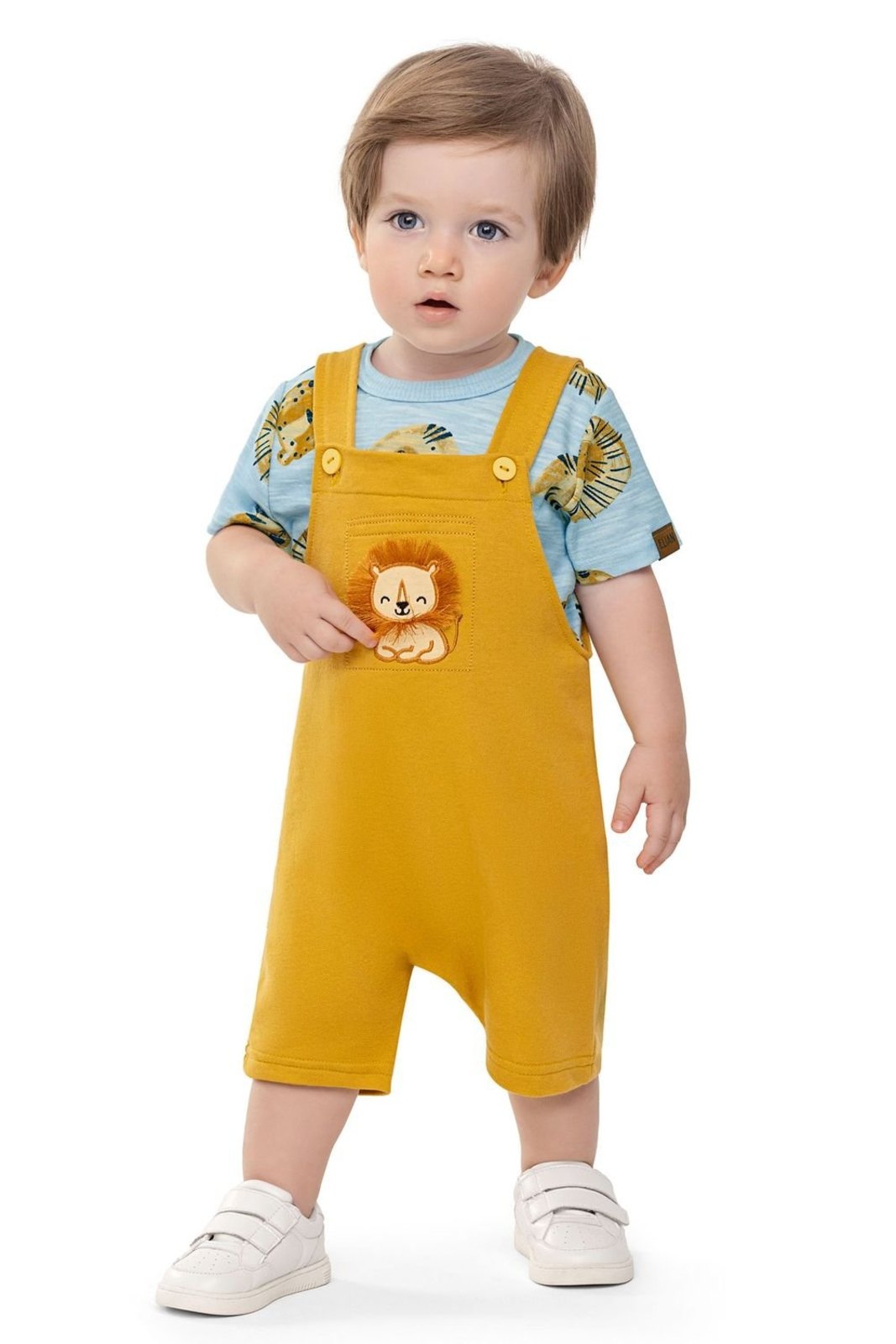 Vista 3 Infantil - Conjunto Menino Leão Com Bordado Elian marrom Elian marrom