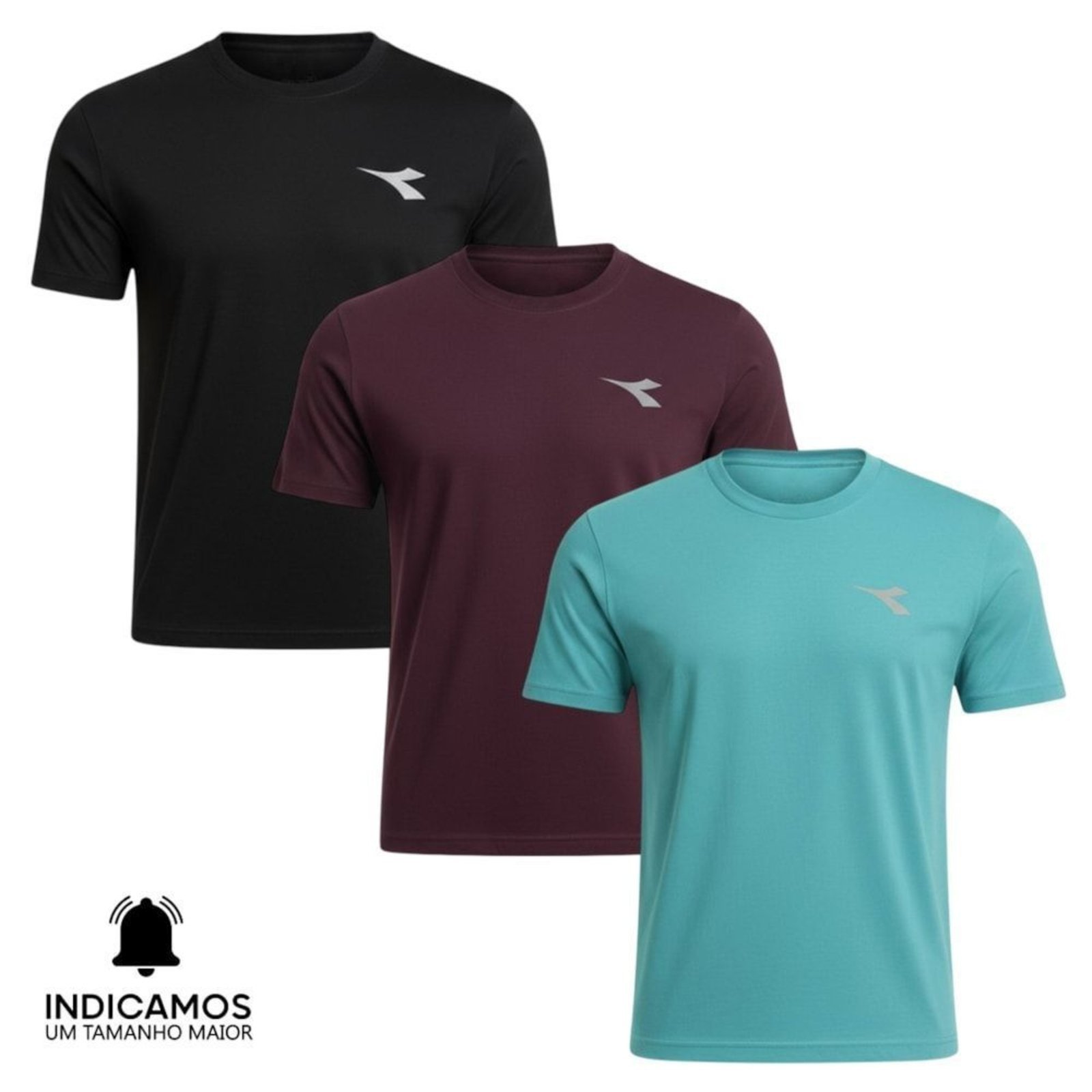 Kit 3 Camisetas Diadora Small Logo Masculina - Azul - diadora