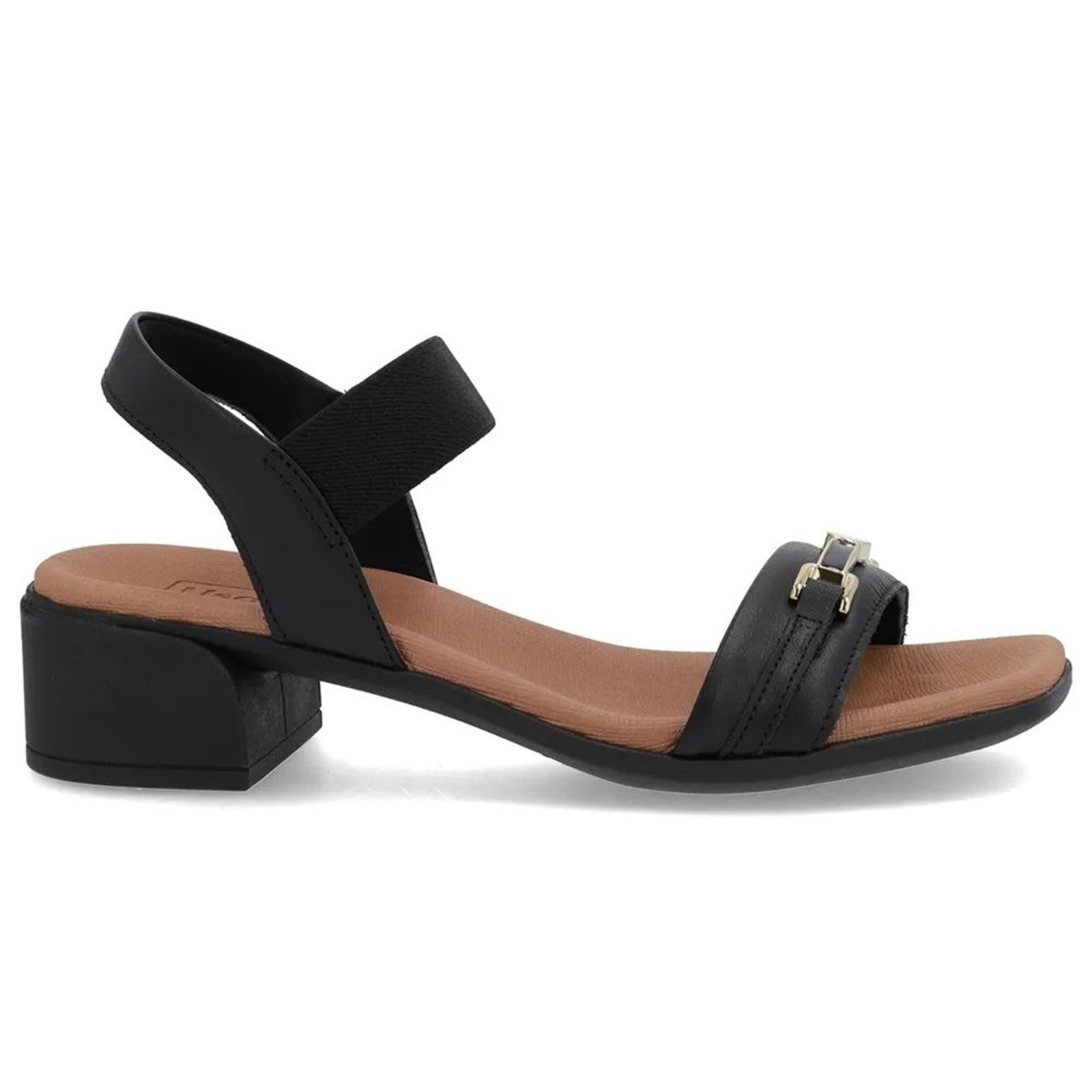 Sandália Feminina Salto Bloco Couro Preto Usaflex AN27004