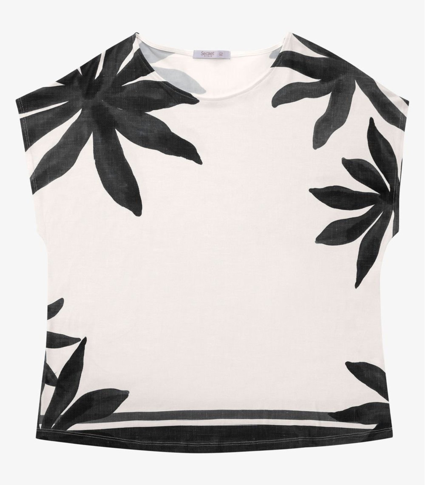 Blusa Manga Curta Feminina Plus Size Secret Glam Preto