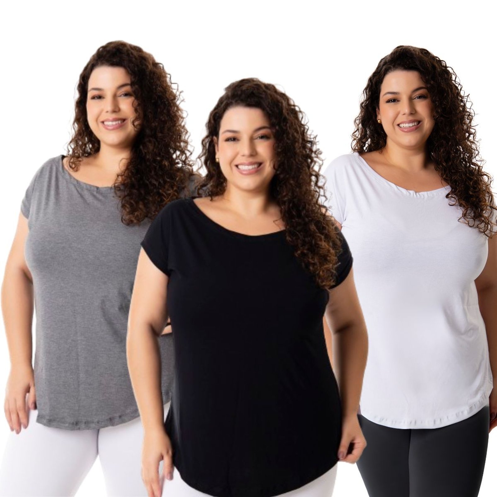 Kit 3 Blusa Feminina Academia Plus Size