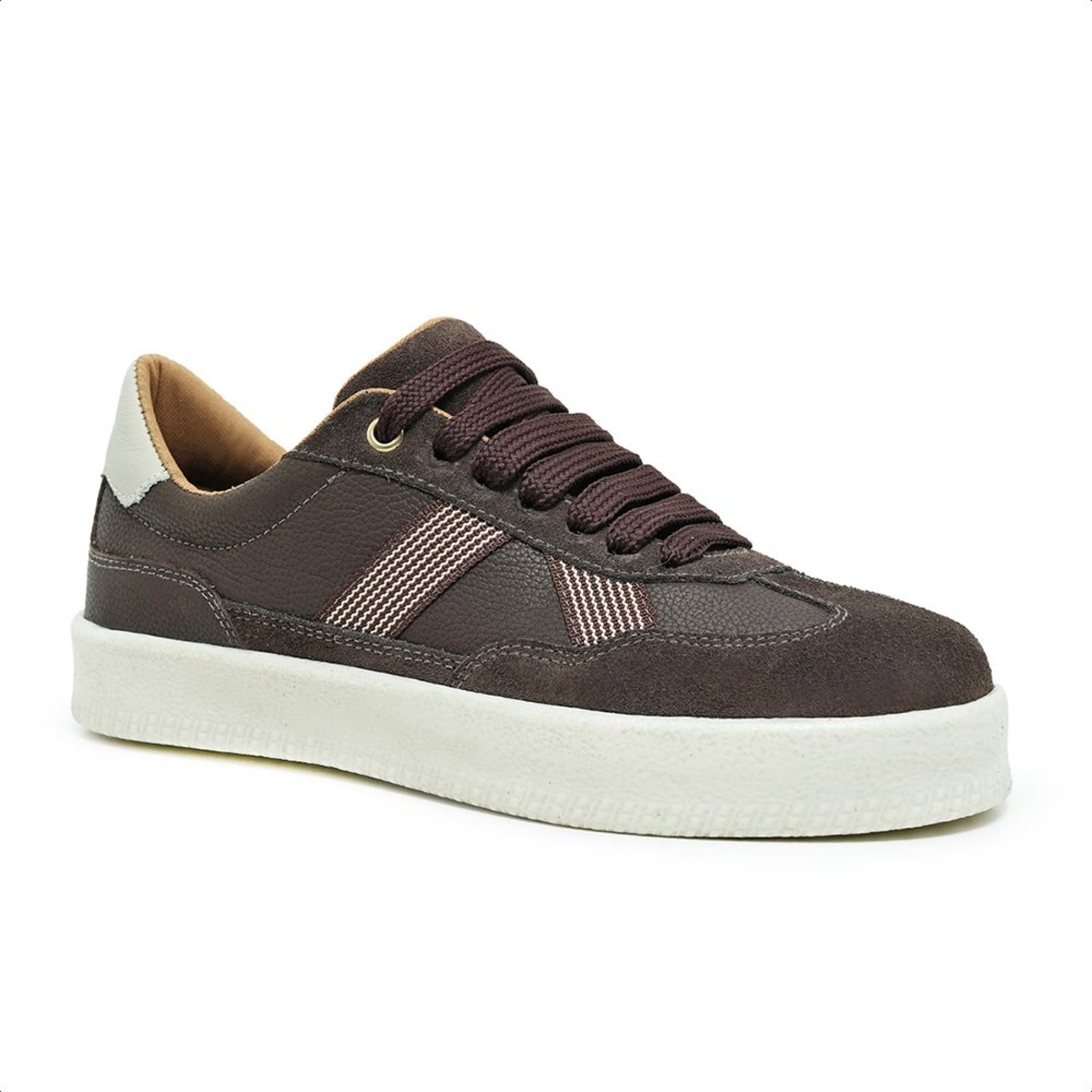 Tênis Casual Feminino Malbork Couro Marrom Café