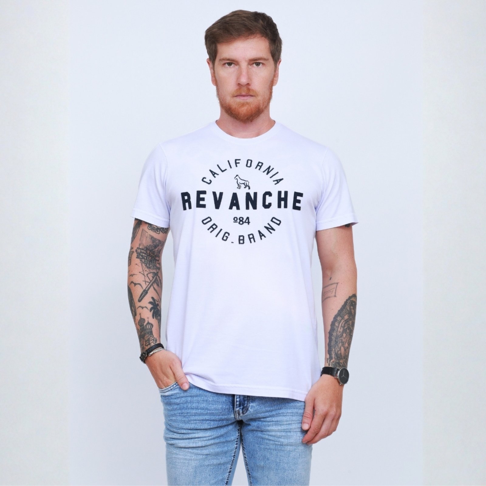 Camiseta Bordada Masculino Revanche Celeste