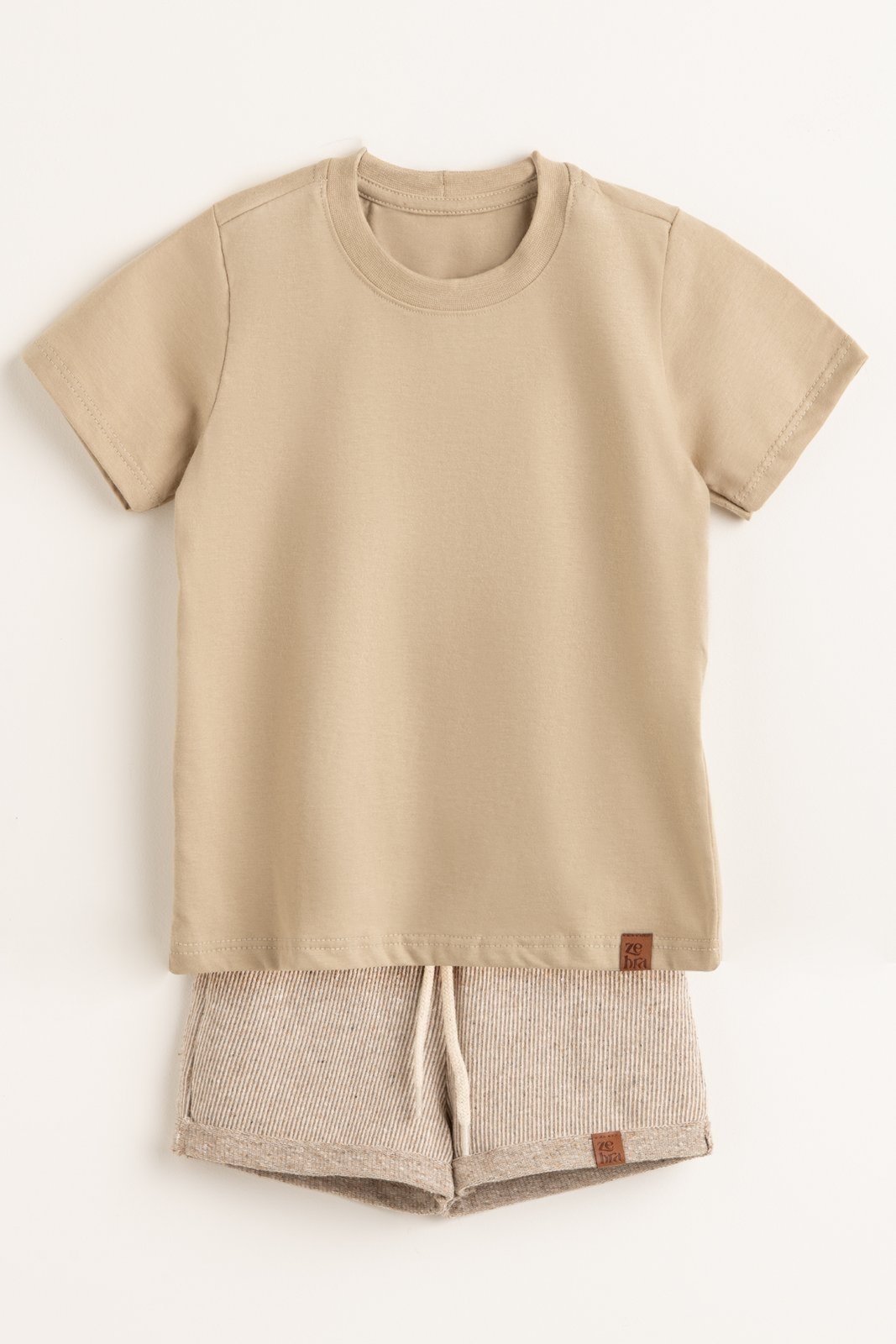 Infantil - Conjunto Unissex Com Camiseta e Short Areia Zebra&Friends
