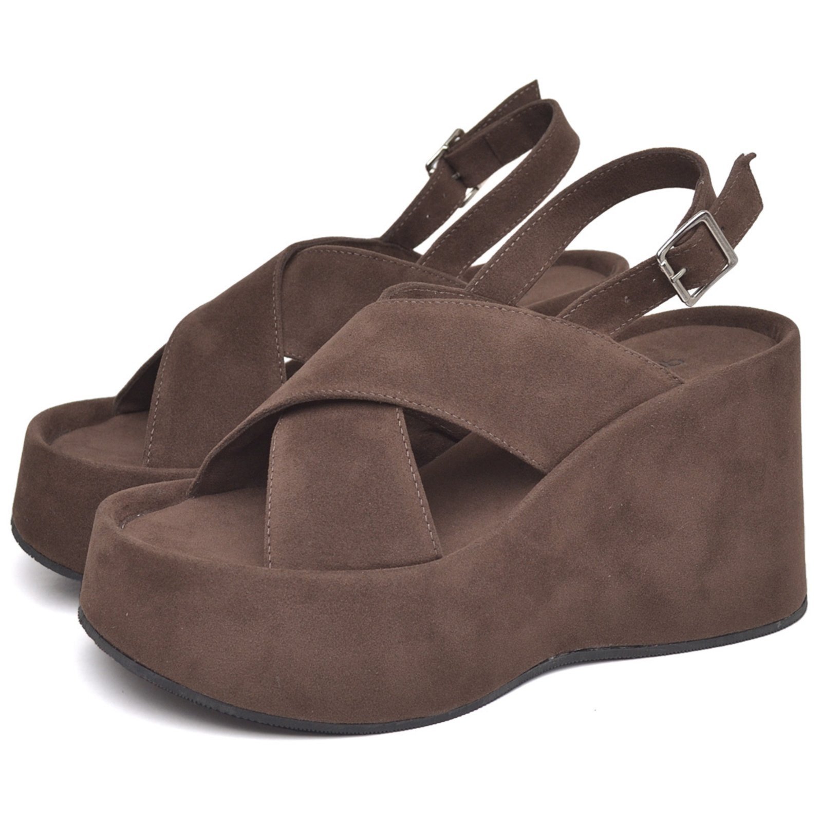 Tamanco Sandália Plataforma Feminino Camurça DUBUY 2106FG