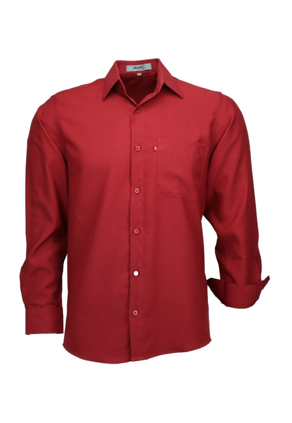 Camisa Manga Longa Amil Clássica Poliéster Vinho 832