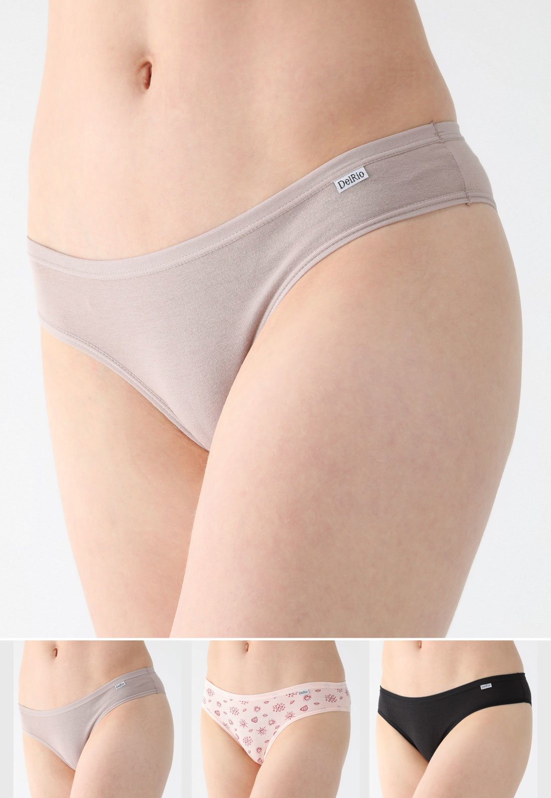 Kit 3pçs Calcinha DelRio Tanga Lisa Nude