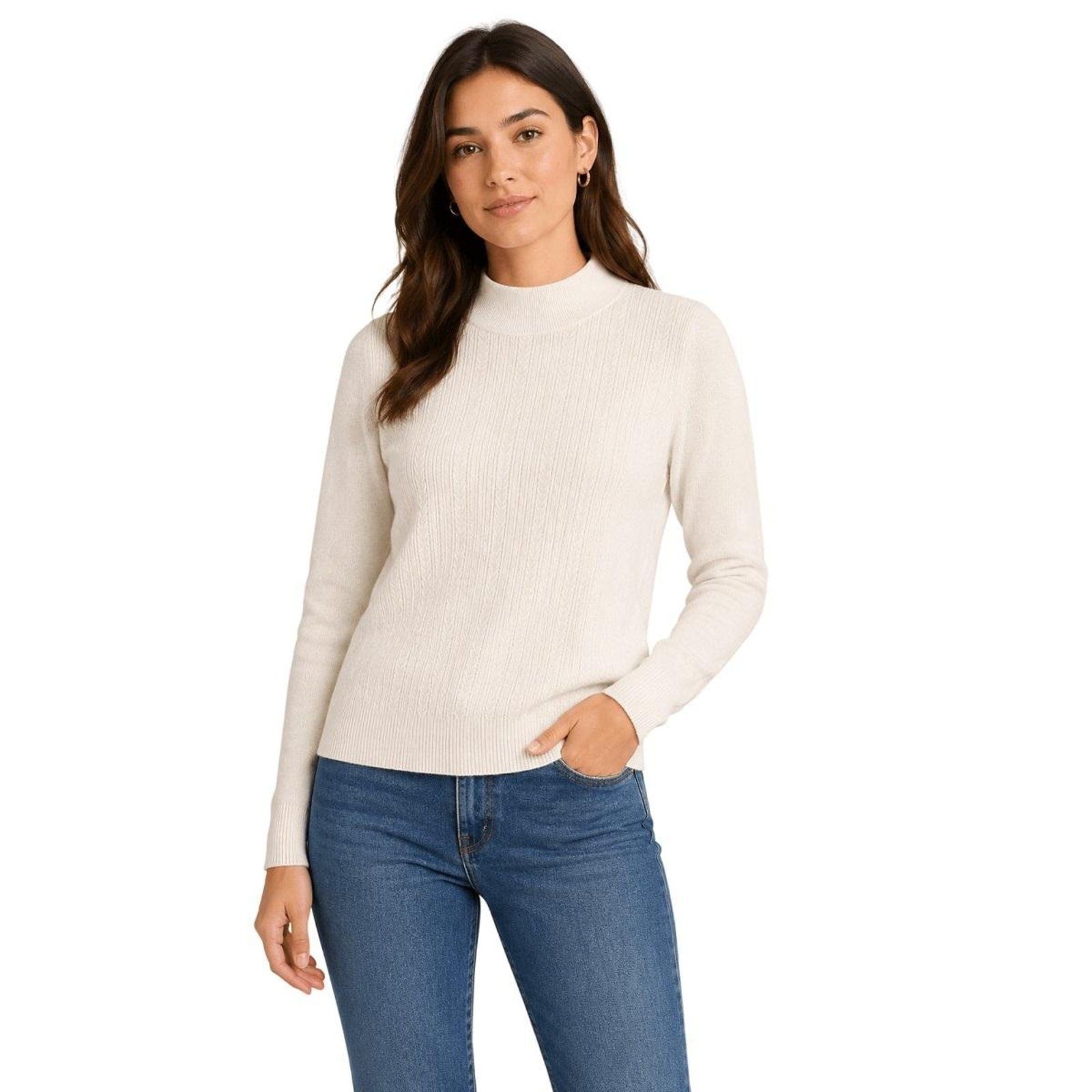 Suéter Gola Alta Tricot Feminina Facinelli 651262 Offwhite