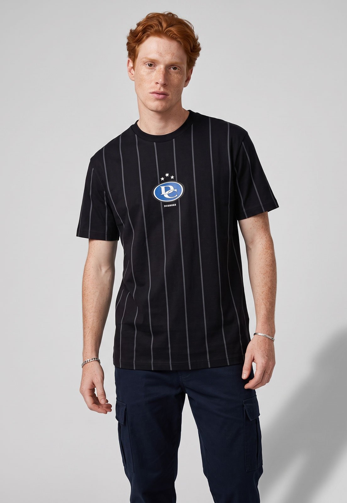 Camiseta Masculina DC Shoes MLB Listrada Preta