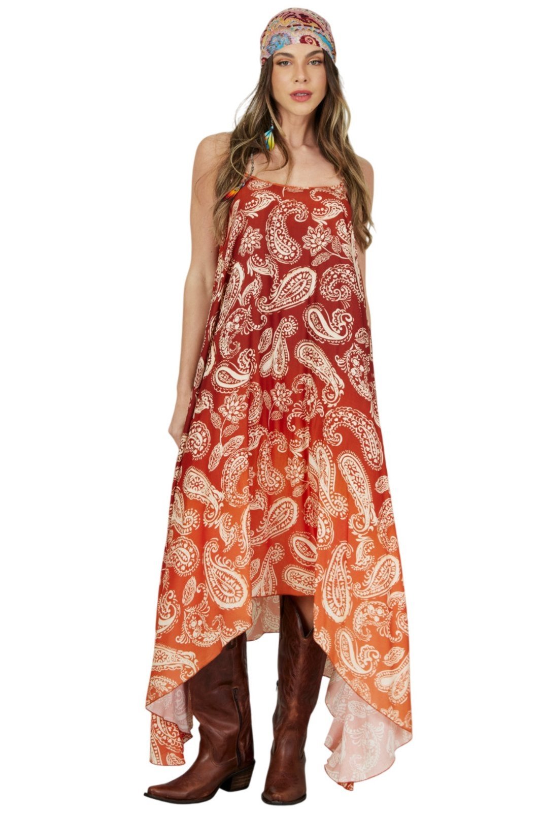 Vestido Longo Marrom Degradê Coleção Bahêa Yacamim D3 – Estampado