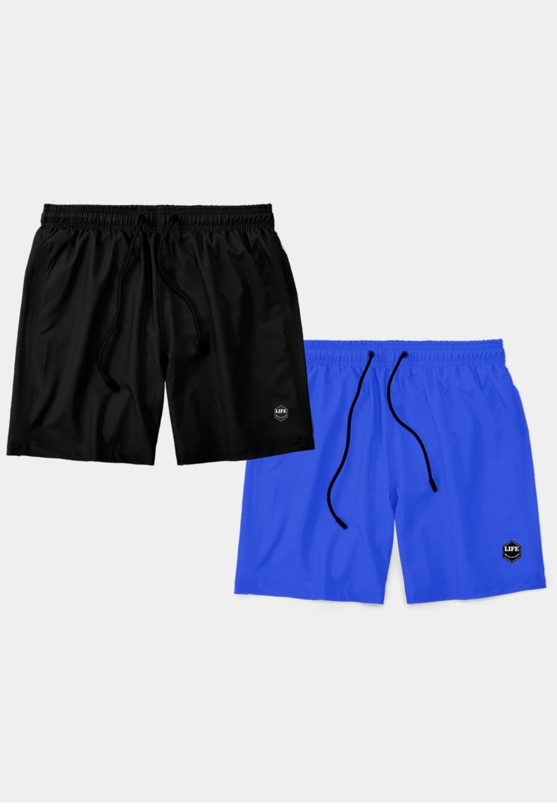 Kit 2 Shorts Masculino Básico Liso Bermuda Praia Mauricinho Tactel