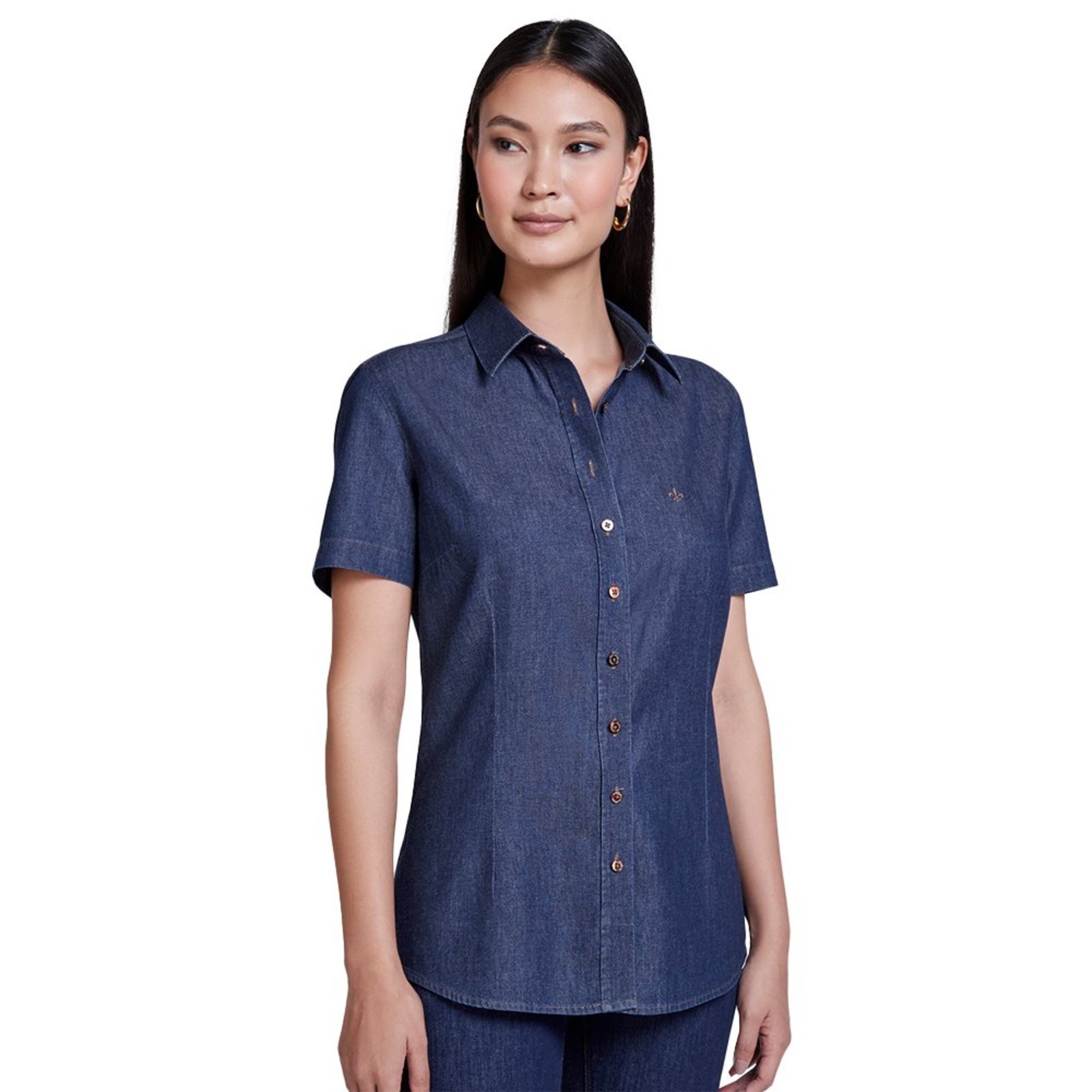 Camisa Jeans Dudalina Essentials Slim Pr27 Azul Feminino