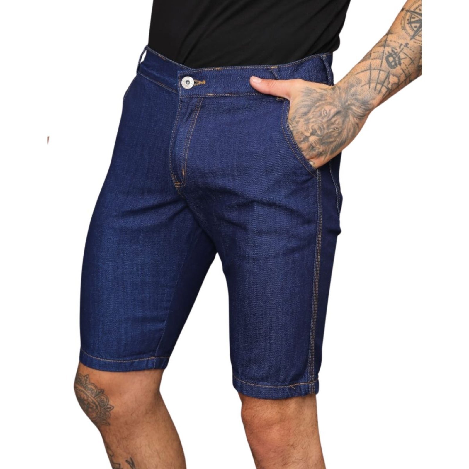 Bermuda Masculina Azul Royal Jeans Loka Bolso-Faca