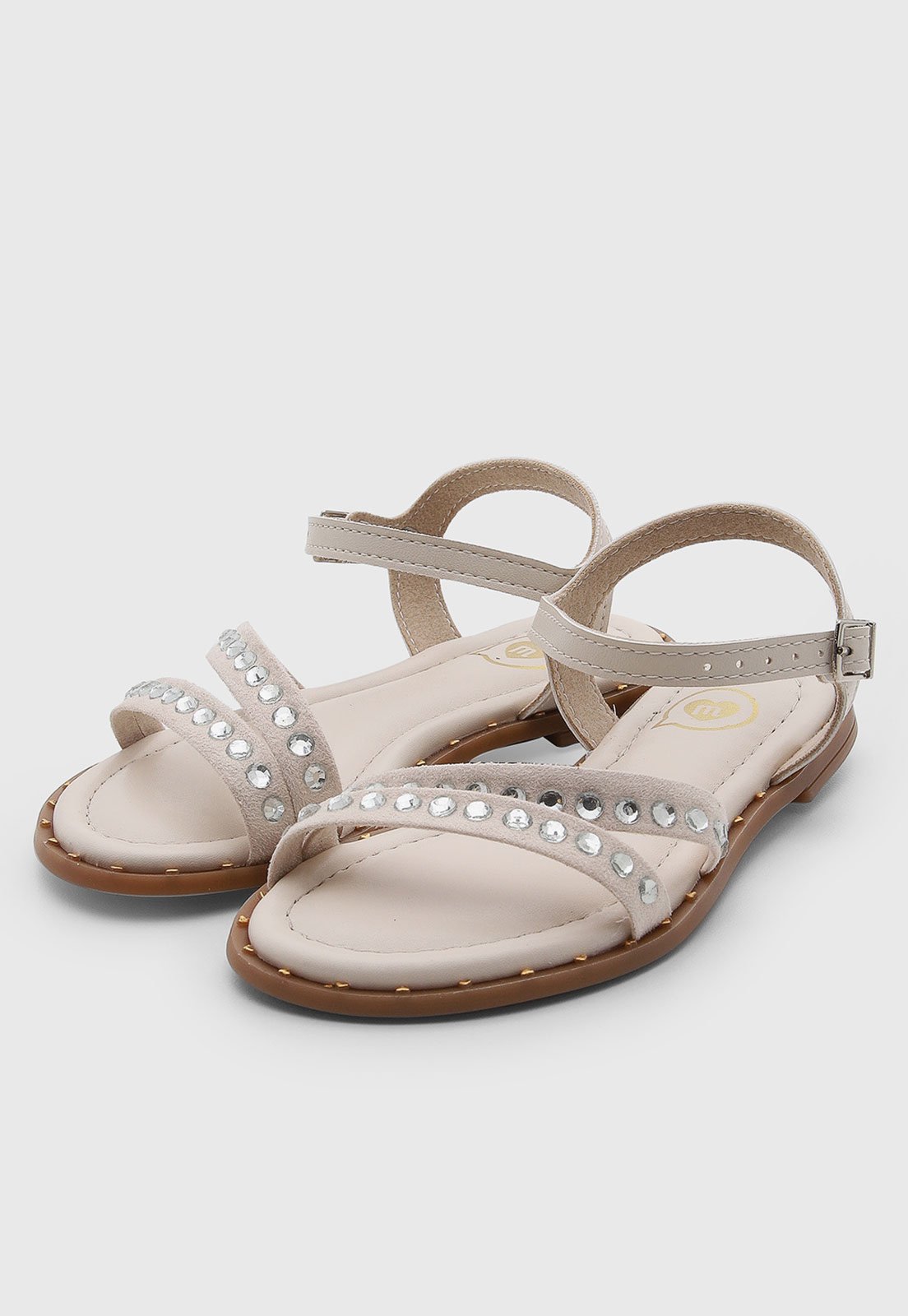 Infantil - Sandália Molekinha Tiras com Strass Bege