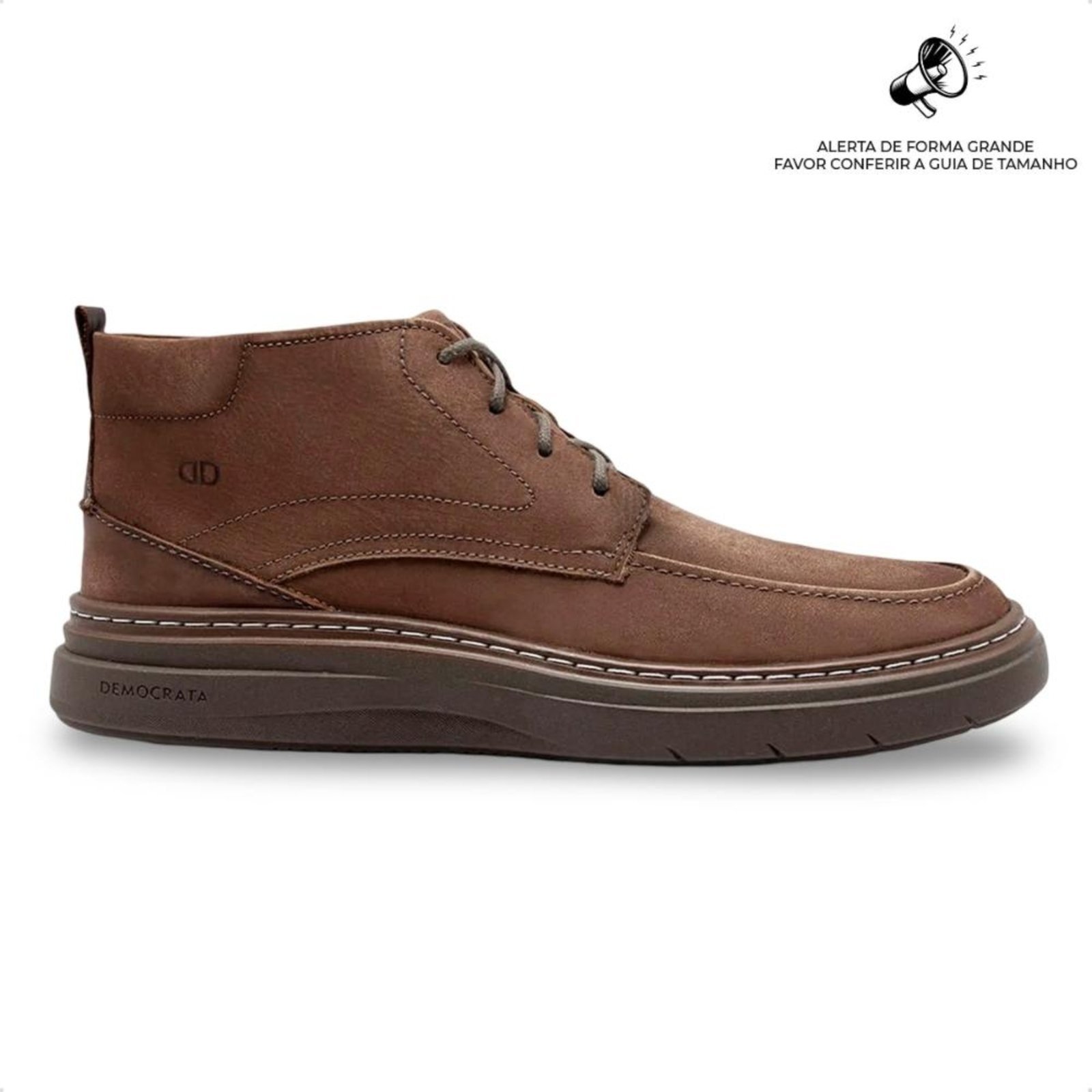 Bota de Couro Democrata Masculina Grid 240001 Marrom