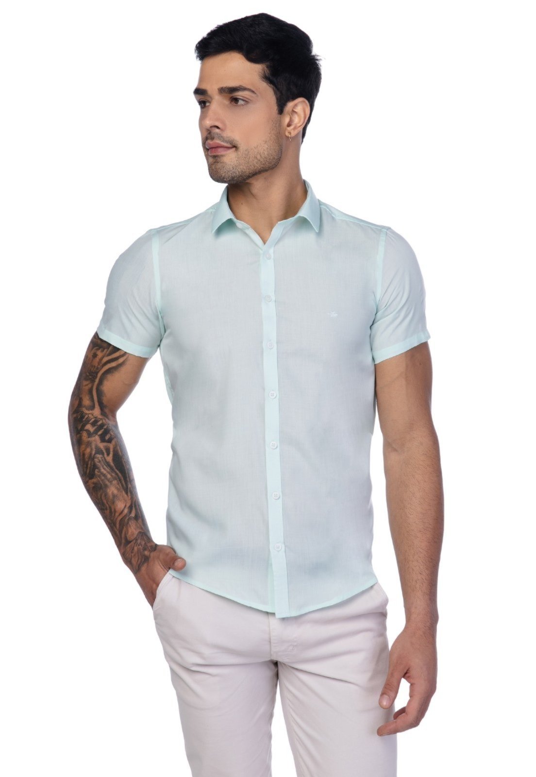 Camisa Social Masculina Slim Manga Curta – Zuggy-zi