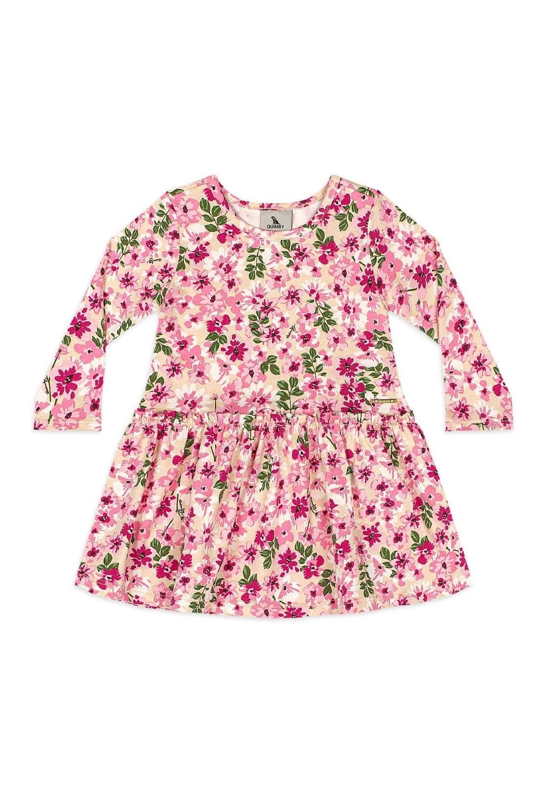 Infantil - Vestido Cotton Floral Quimby Bege