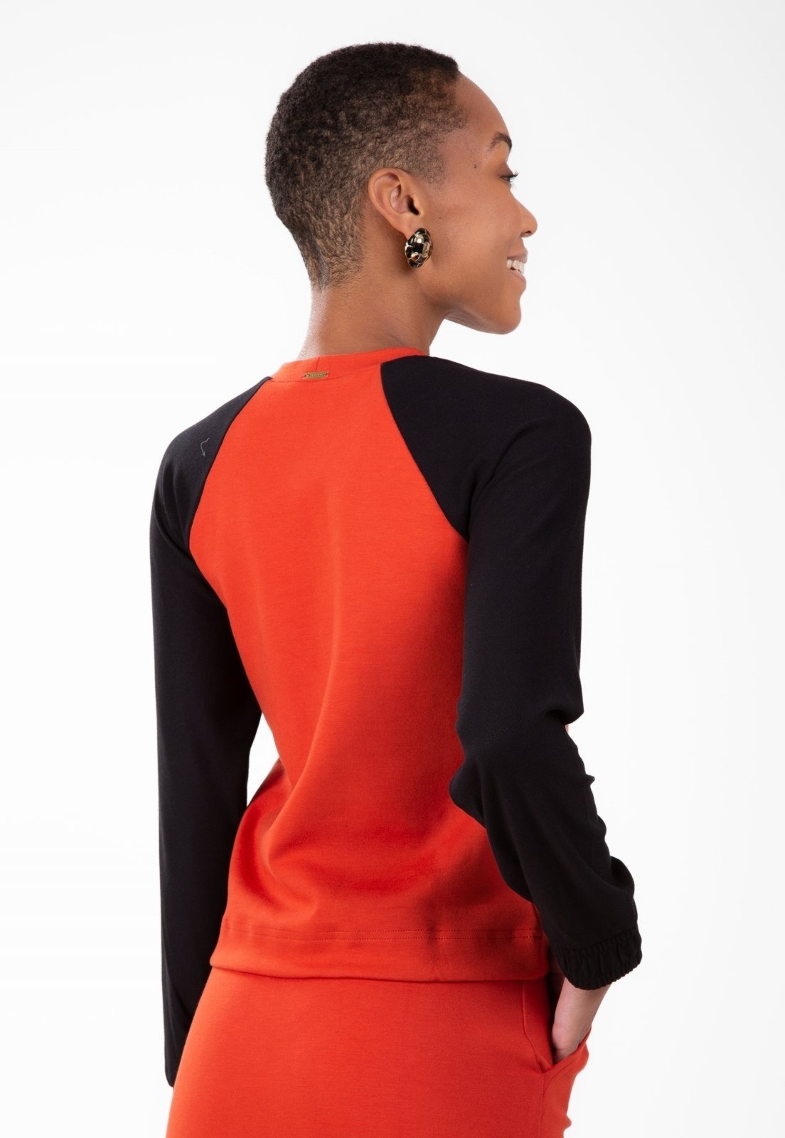 Vista 3 Blusa Traymon Manga Longa Raglan Terracota vermelho Traymon vermelho