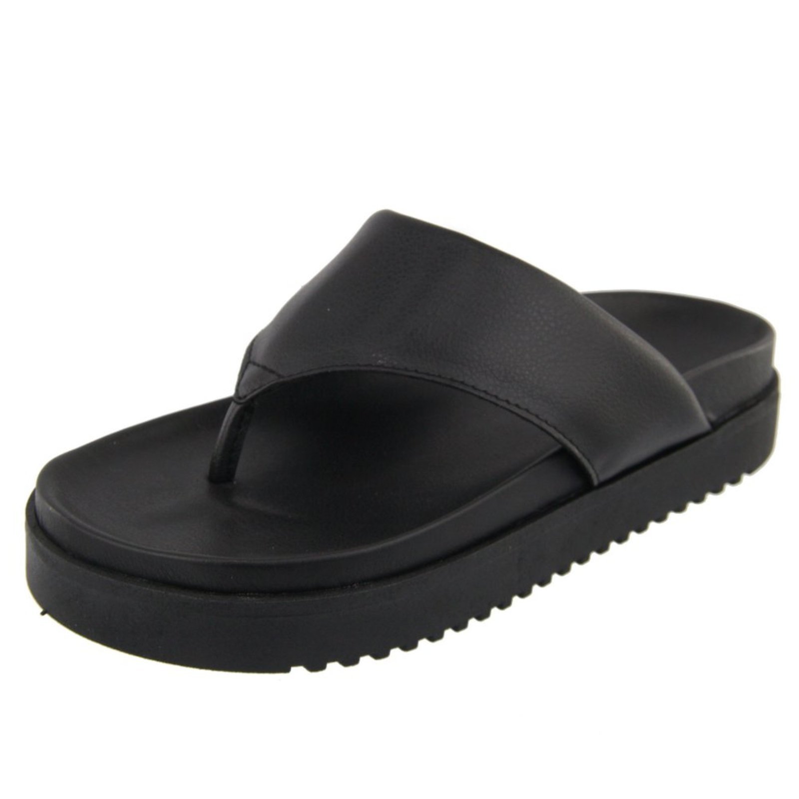 Sandália Papete Flatform de Dedo Macia Blogueira Agnes Veronez Preto