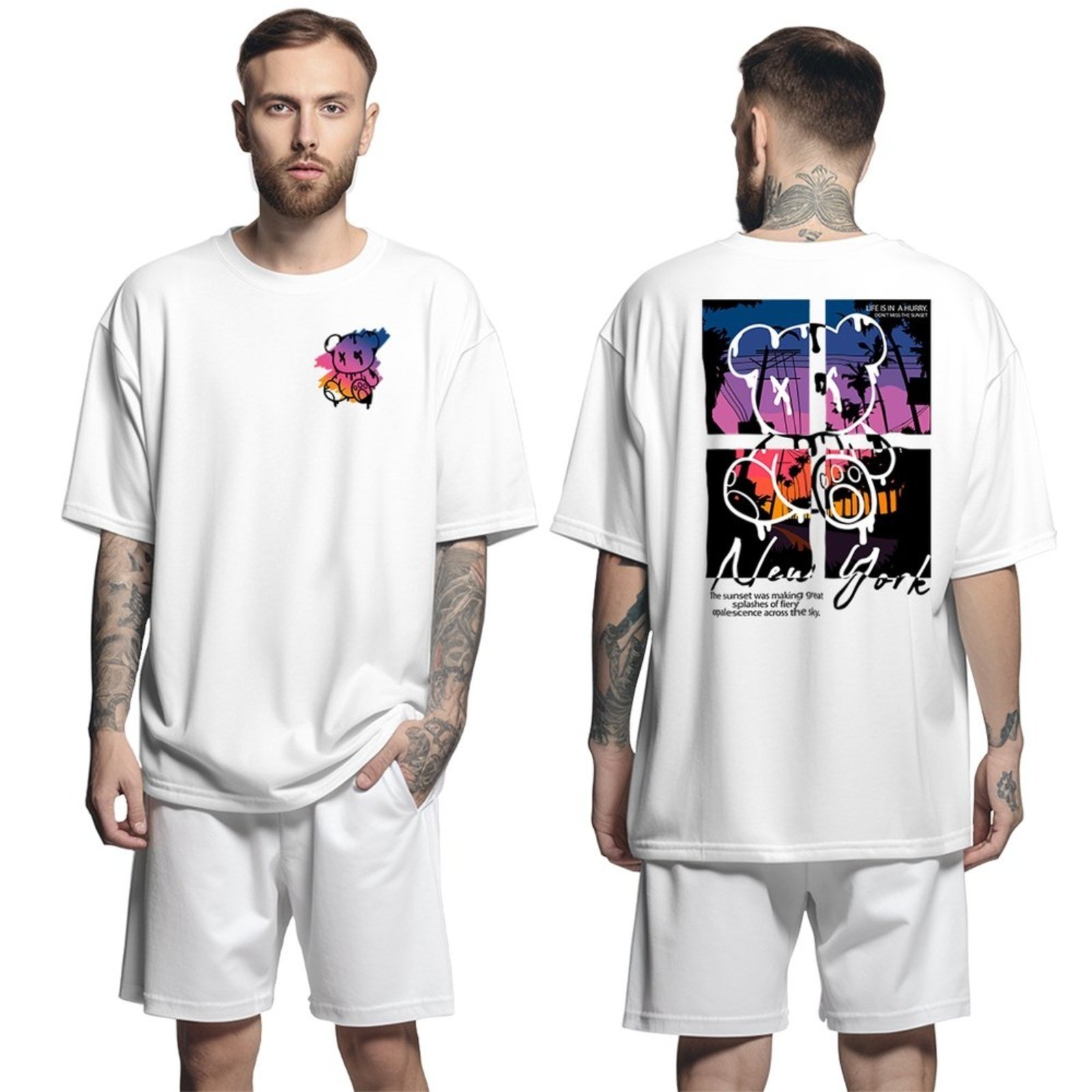 Camiseta Oversized Streetwear Genuine Grit Masculina Larga 100% Algodão 30.1 Ted New York – Branco – P