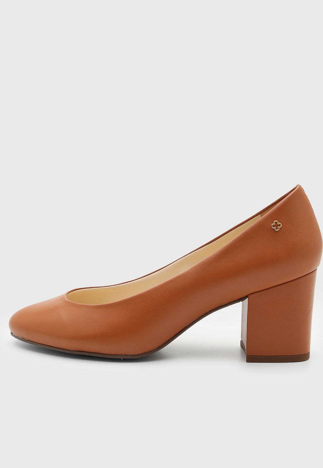 Vista 2 Scarpin Baixo Feminino Capodarte Salto Bloco Ponta Arredondada caramelo Capodarte caramelo