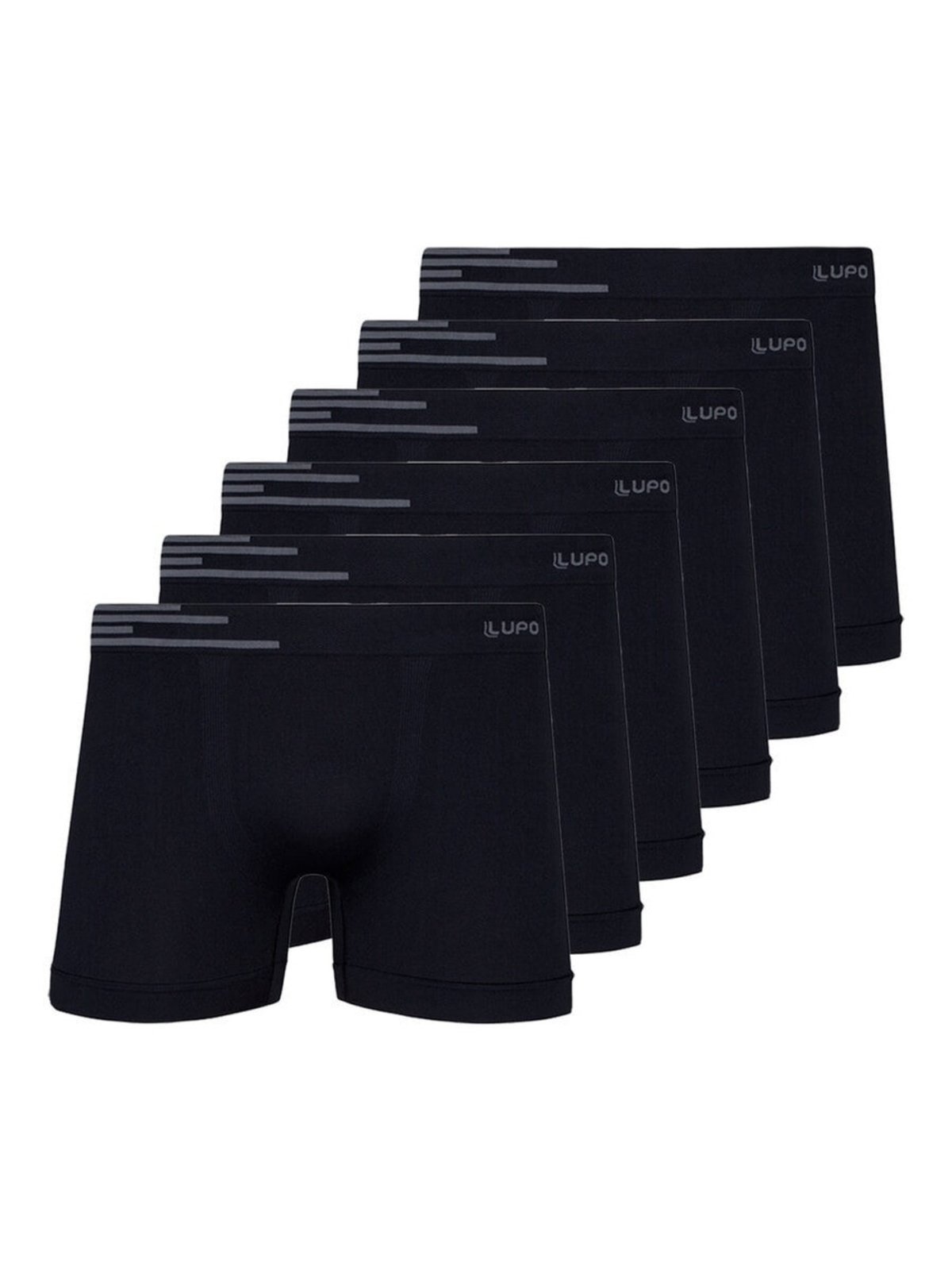 Kit com 6 Cuecas Boxer Lupo 436-002 Preto