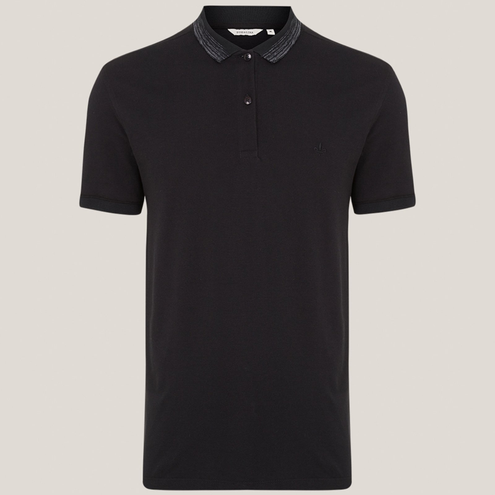 Camisa Polo Dudalina Jacquard Rajado In25 Preto Masculino