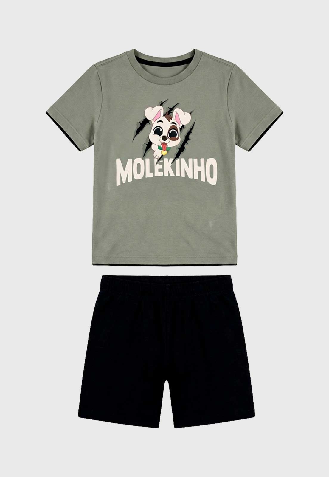 Infantil - Conjunto Curto Elian Estampa Personagem Verde