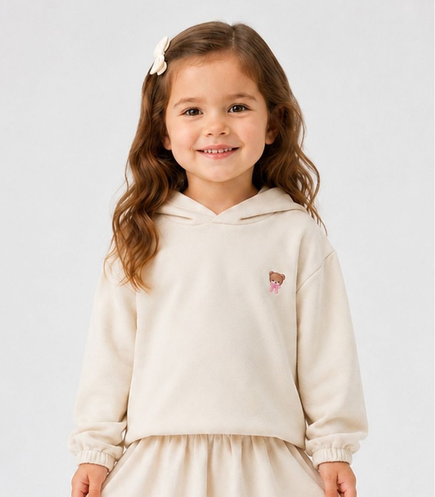 Infantil - Blusão Com Capuz Feminino Moletom Select Bege