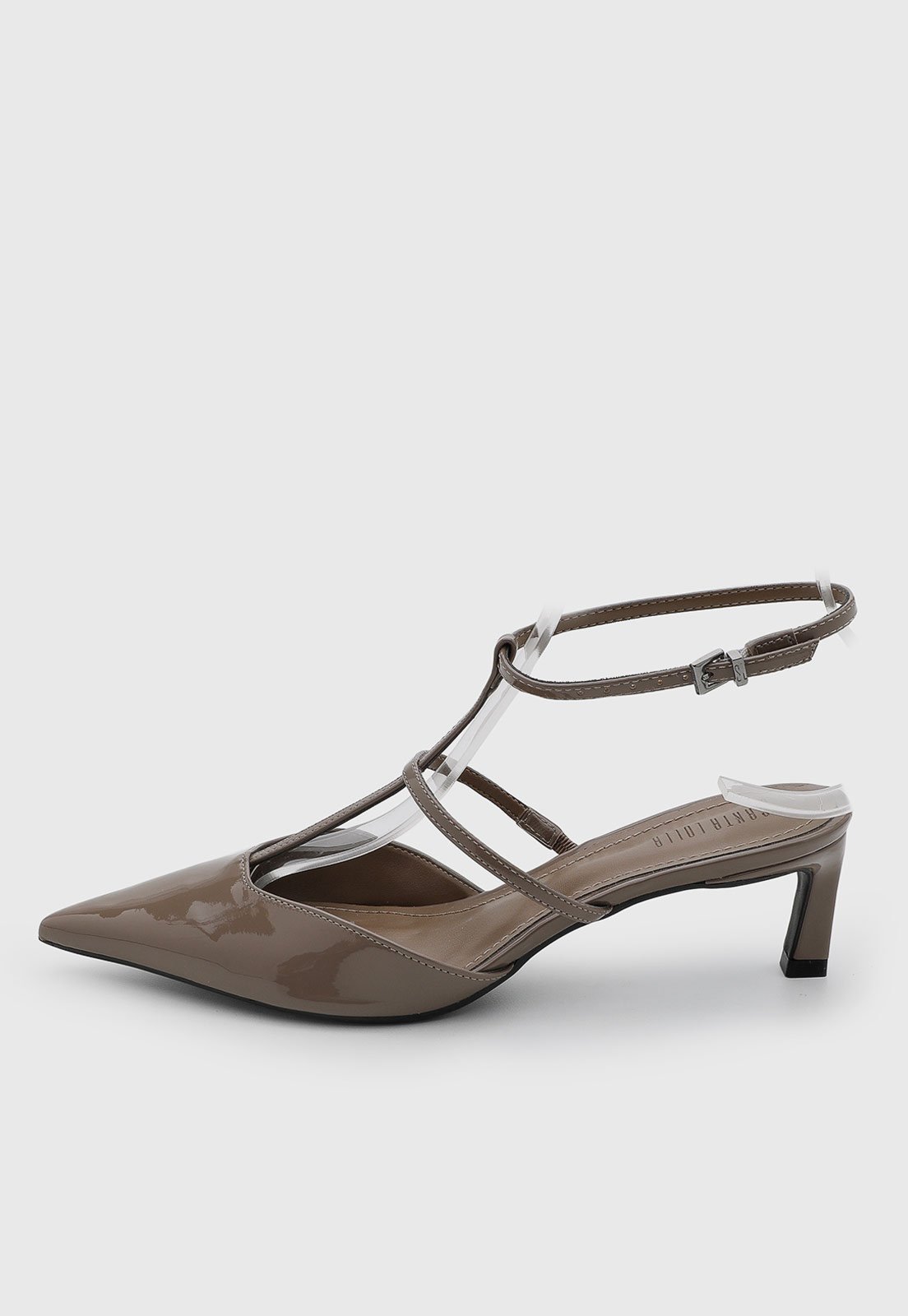 Scarpin Feminino Santa Lolla Salto Baixo Tiras Brilhante Marrom