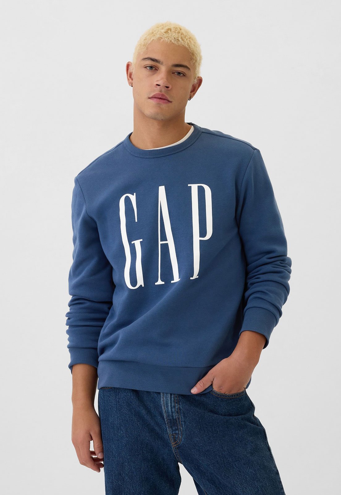 Blusa de Moletom Fechada GAP Logo Azul