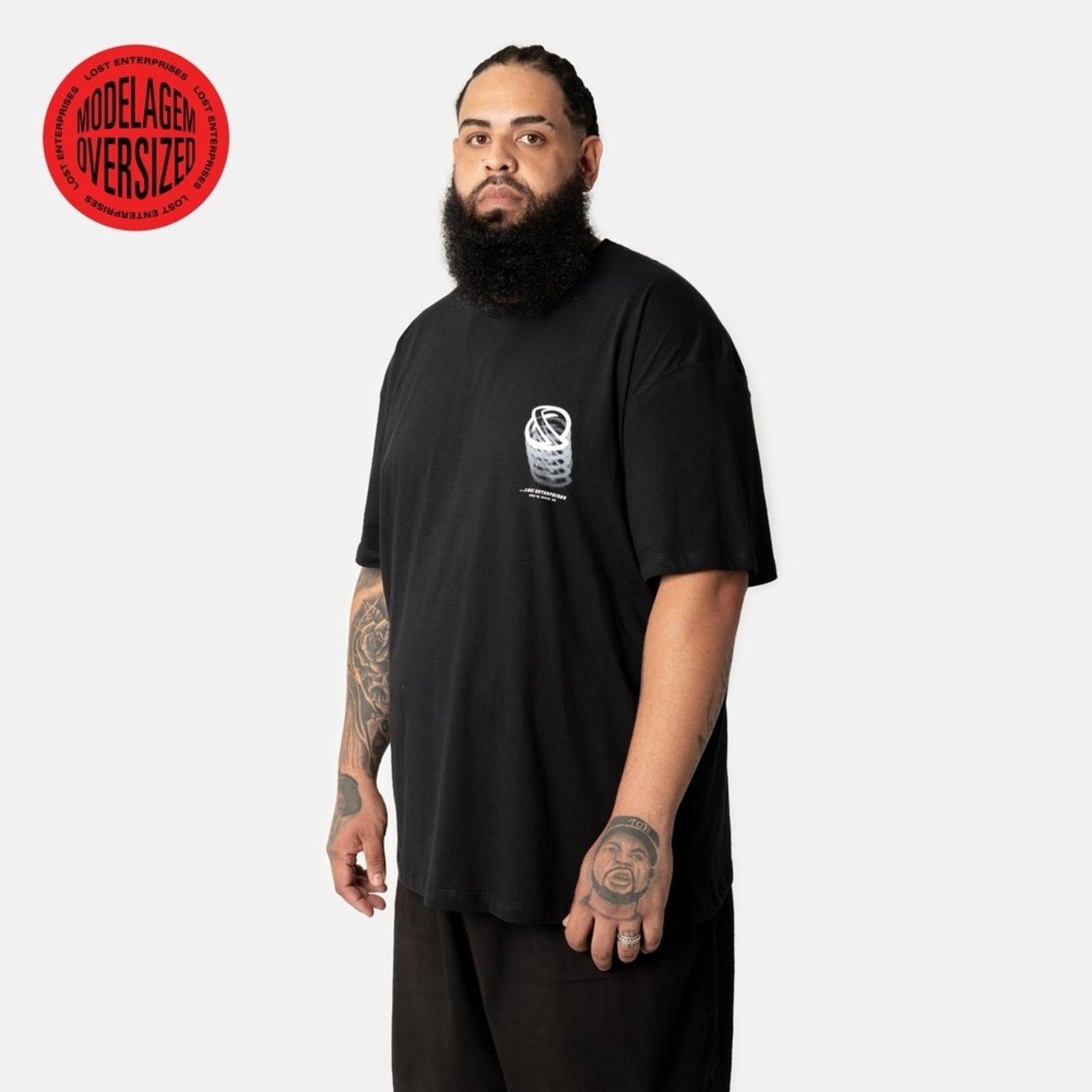 T-Shirt Saturn Uv Oversized Preto