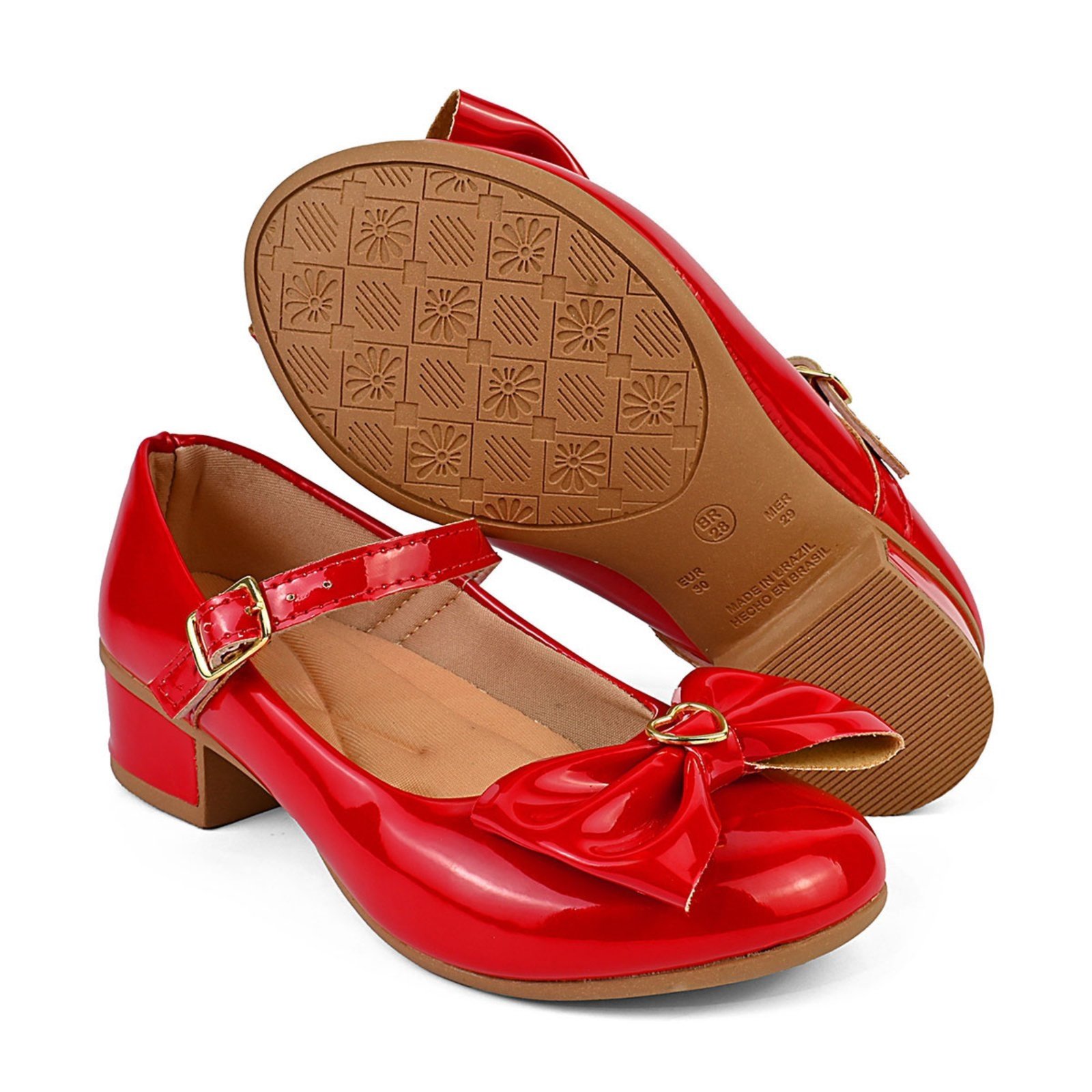 Infantil - Sapatilha Com Salto De Menina Boneca Feminina 101 - VERMELHO 500