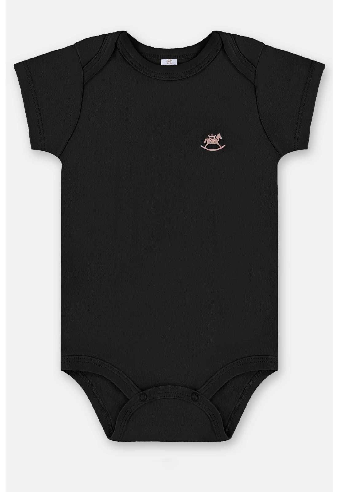 Infantil - Body Manga Curta Unissex Para Up Baby Preto