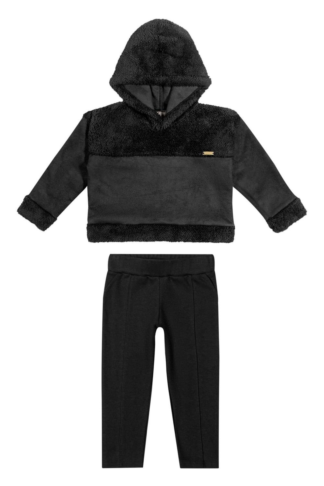 Infantil - Conjunto Menina Peluciado Capuz Colorittá Preto